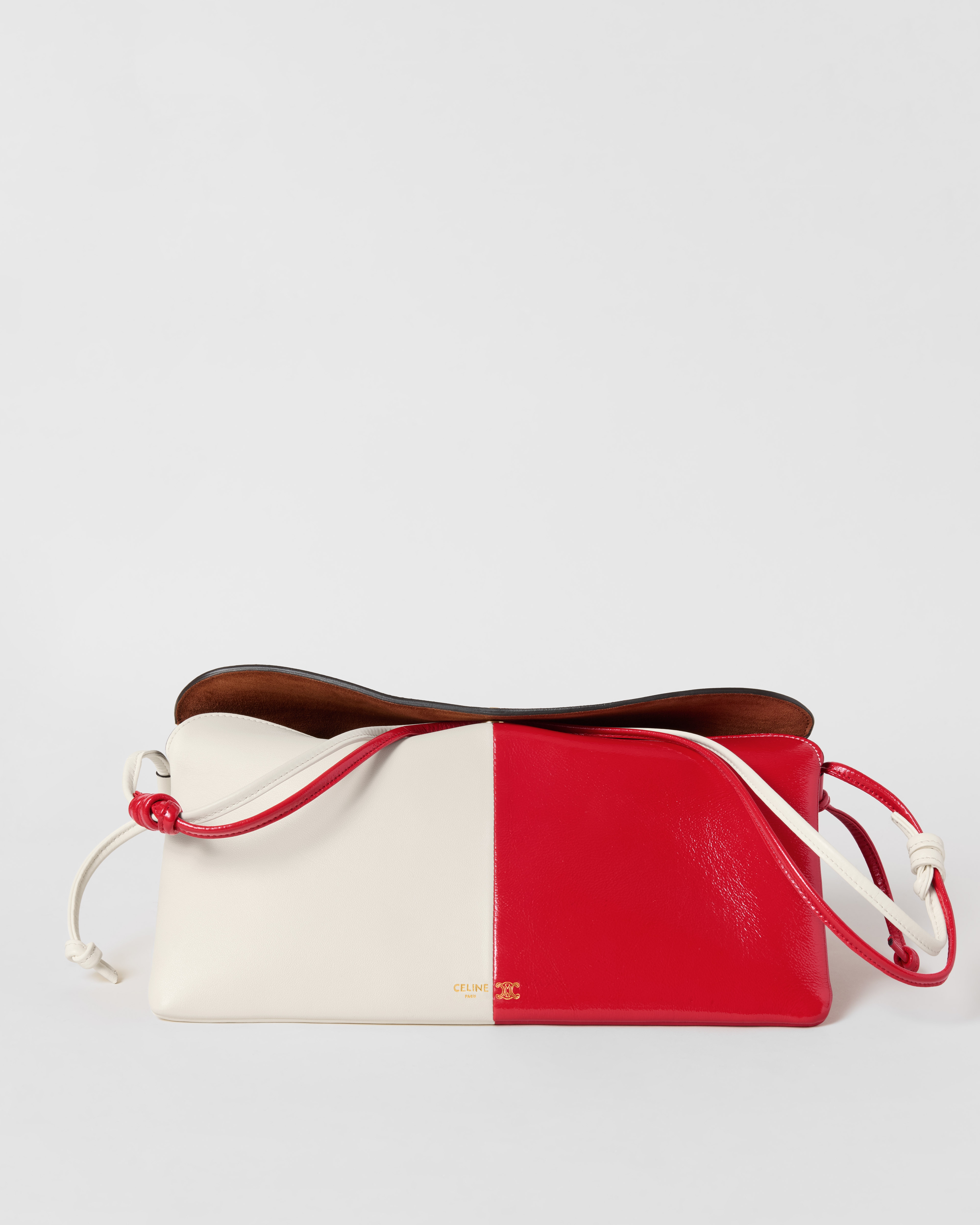 TRIO EAST WEST IN LAMBSKIN AND GLOSSY LAMBSKIN - CREAMY WHITE