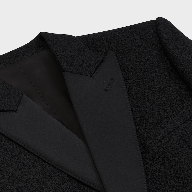 coat jacket in tux wool crêpe sablé - null | CELINE