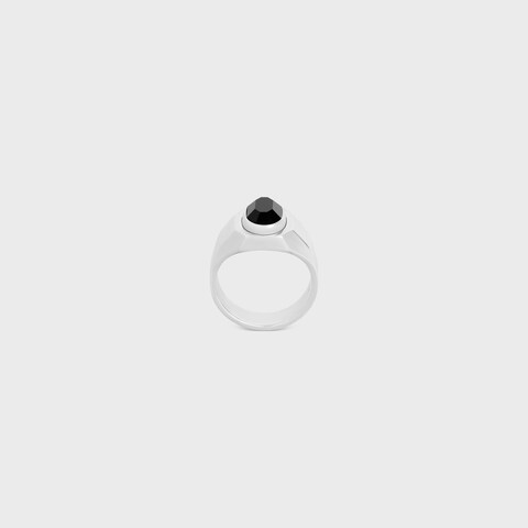 Chevalière Dolly-Bijoux En Argent Massif 925 Rhodié Avec Onyx Noir 13 Mm - Taille 62 - Neuf Avec étiquettes