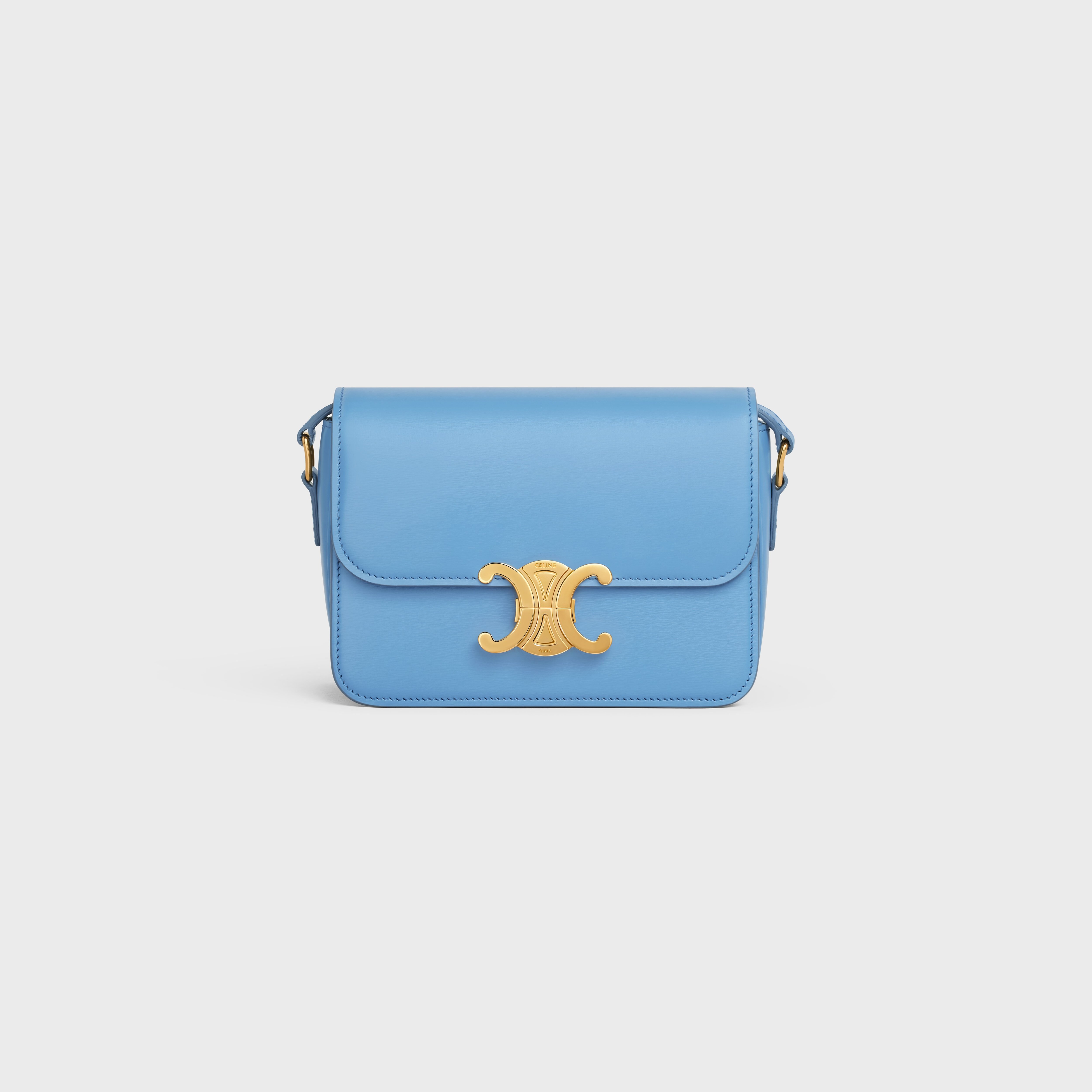 TEEN TRIOMPHE BAG IN SHINY CALFSKIN - SOFT BLUE