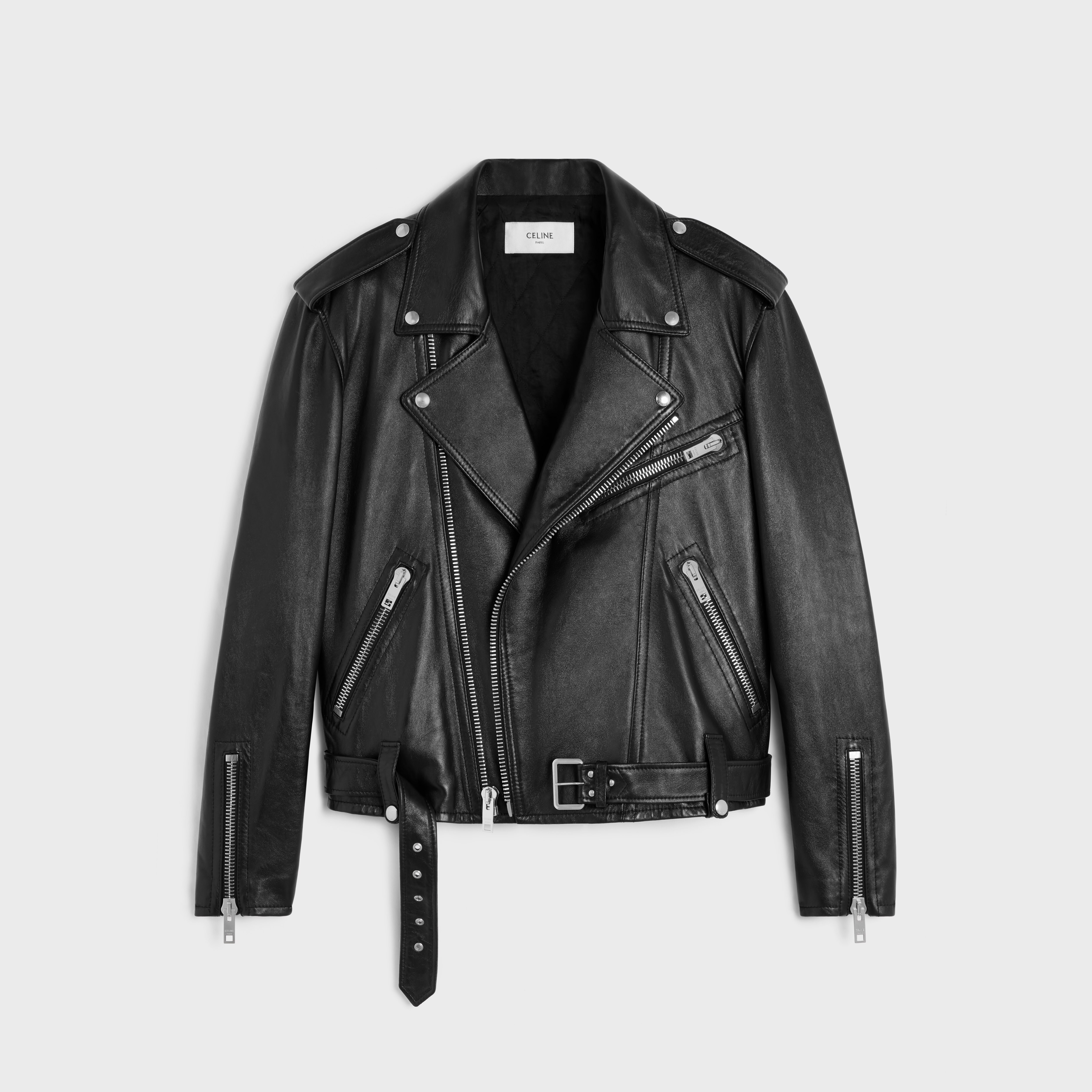 BIKER JACKET IN SOFT LAMBSKIN - BLACK | CELINE