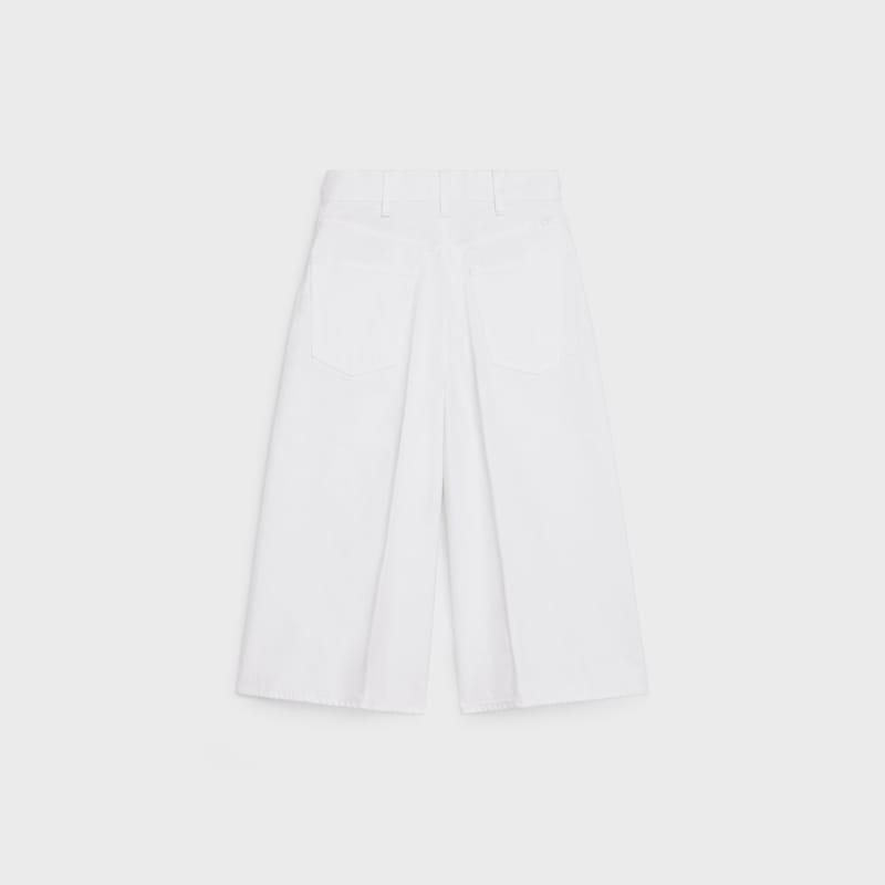 culottes signature in white denim | CELINE