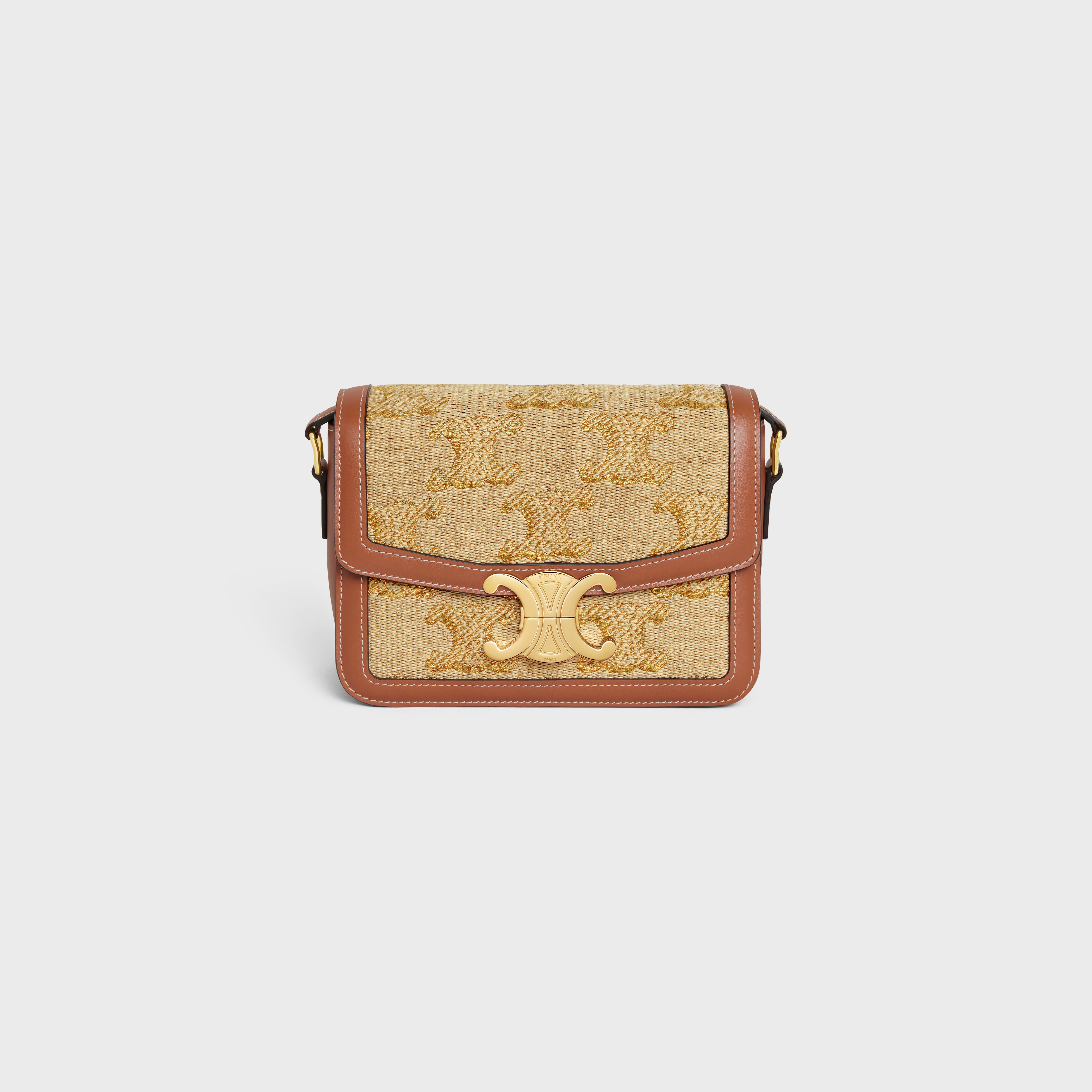 TEEN TRIOMPHE BAG in raffia effect textil with triomphe jacquard