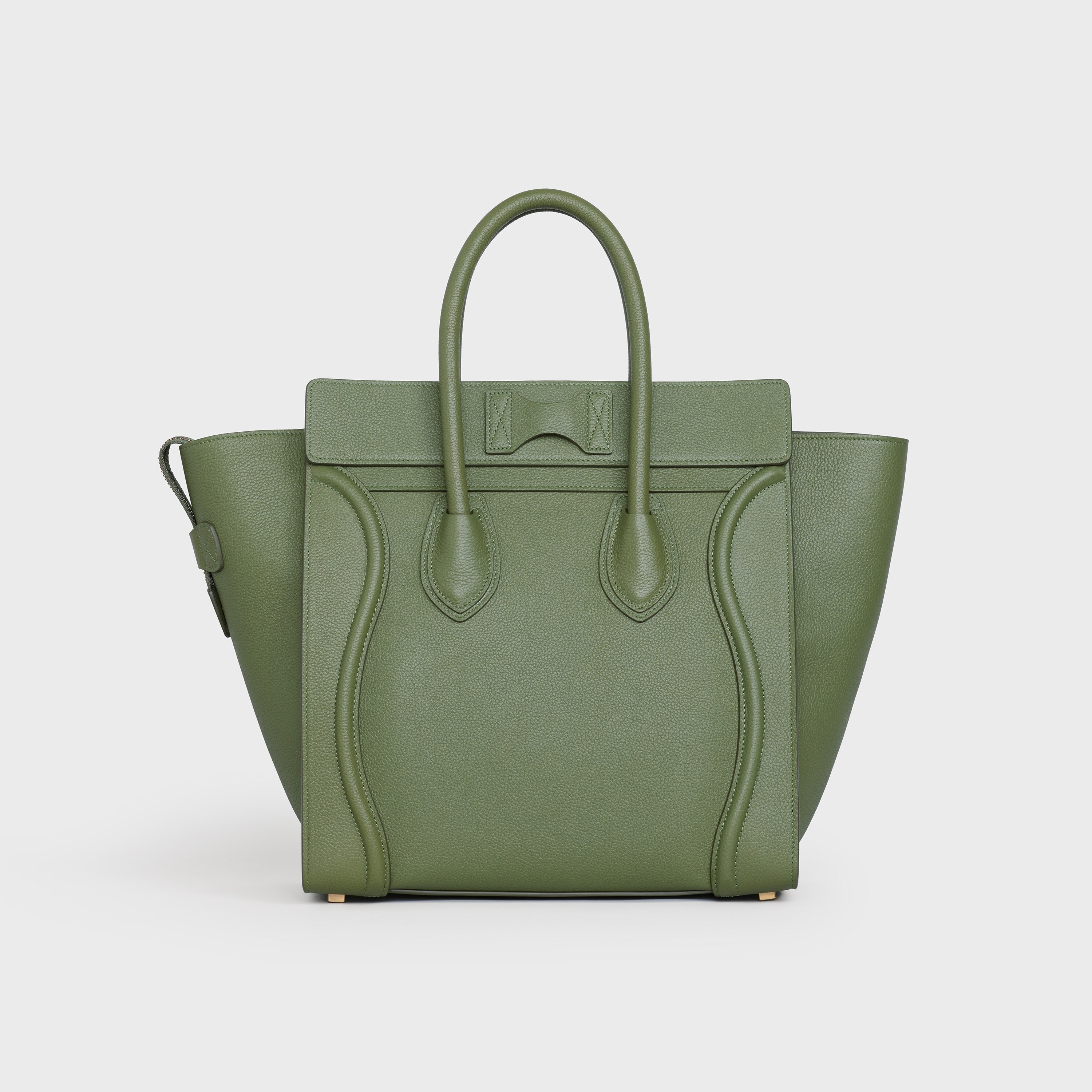 Mini Luggage handbag in drummed calfskin - Light Khaki | CELINE