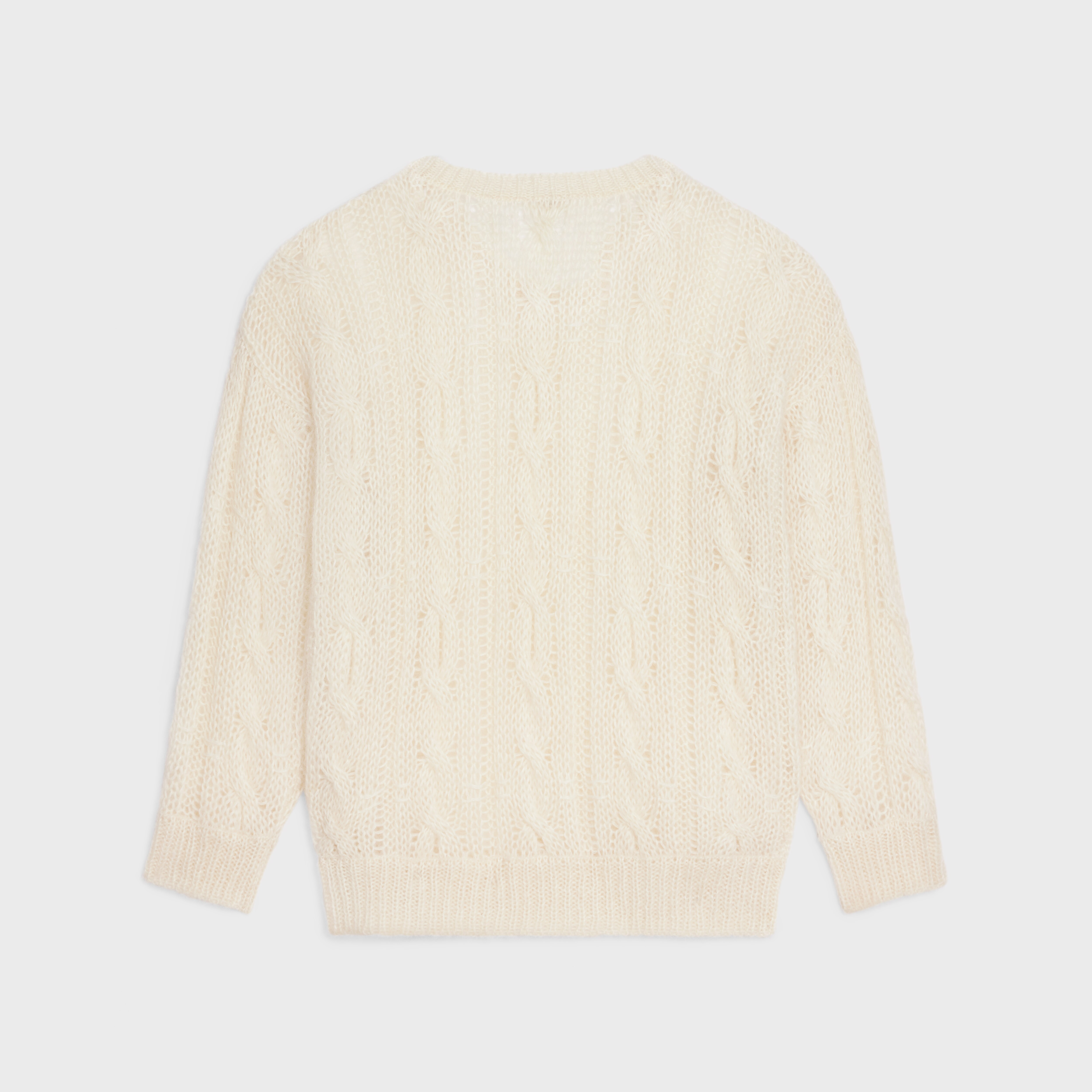 BOXY ARAN SWEATER IN MOHAIR - Off White 