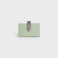 Tarjetero estilo acordeón de piel de becerro con textura granulada bicolor - Verde agua / Guijarro - 390 RUE SAINT-HONORE - 1 | CELINE