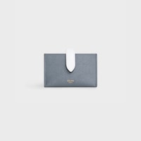 Tarjetero estilo acordeón bicolor de piel de becerro con textura granulada - Gris medio / Blanco - 390 RUE SAINT-HONORE - 1 | CELINE