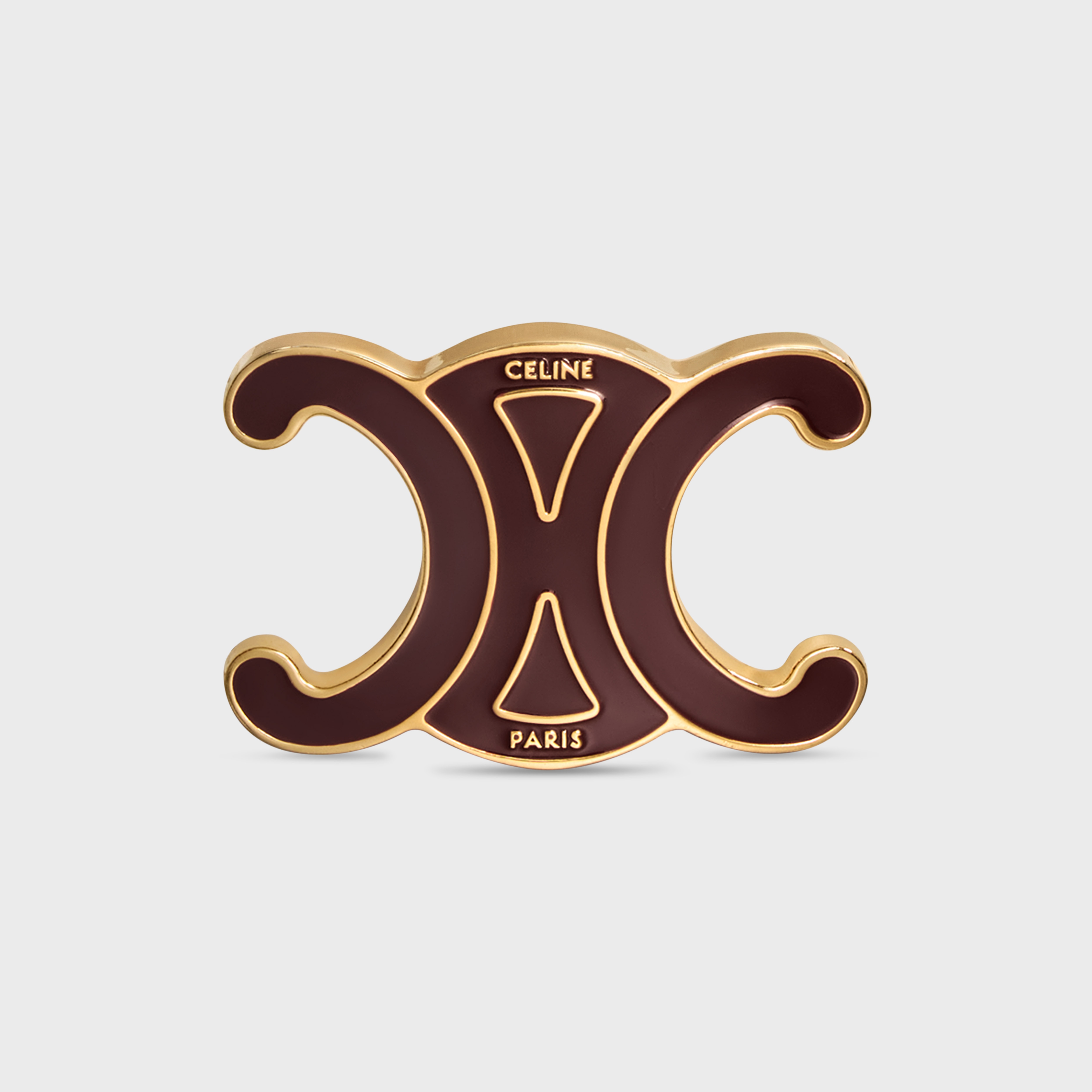 TRIOMPHE BUCKLE 25MM IN BRASS WITH ENAMEL - DEEP BURGUNDY / GOLD 