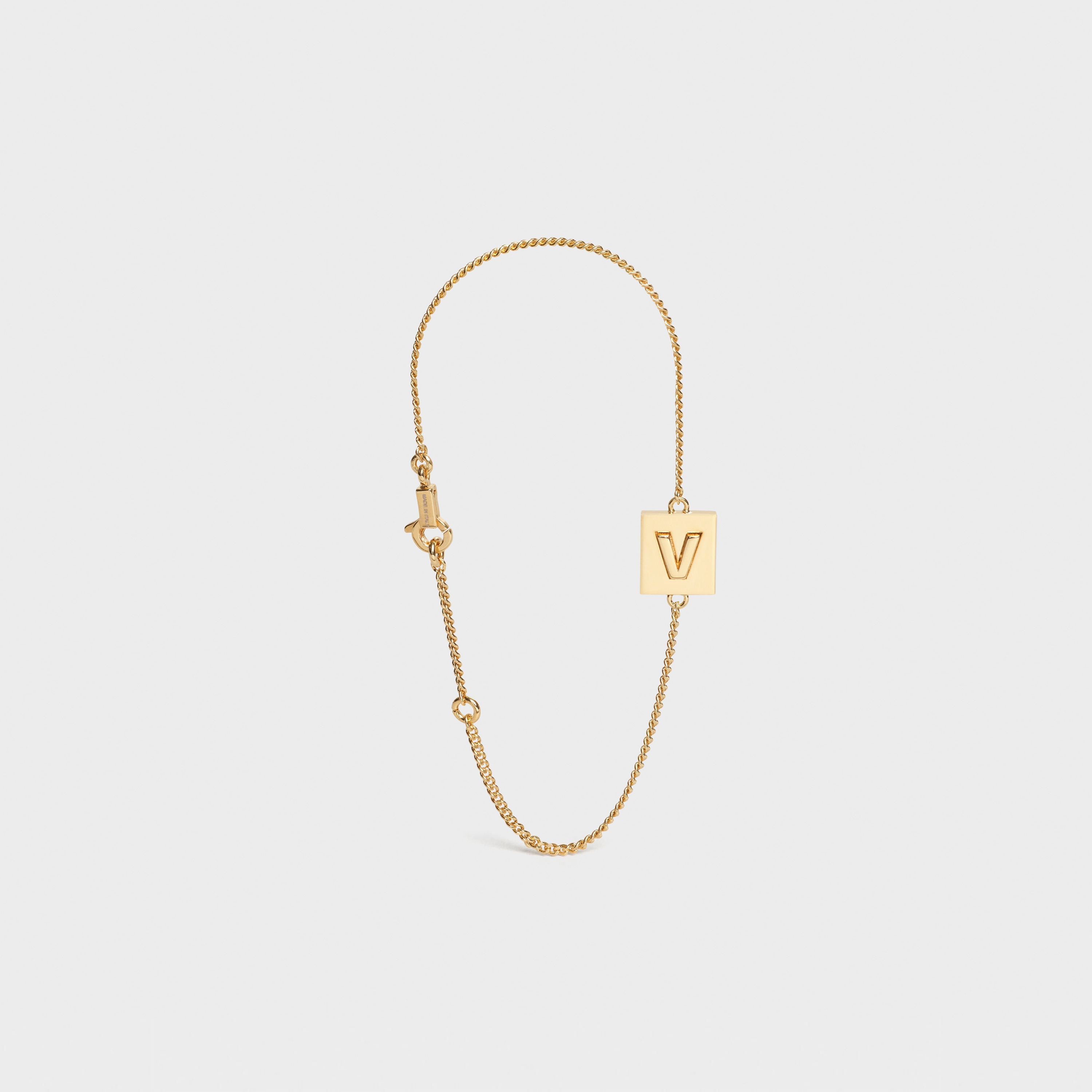 Alphabet V Bracelet in Brass - Gold 