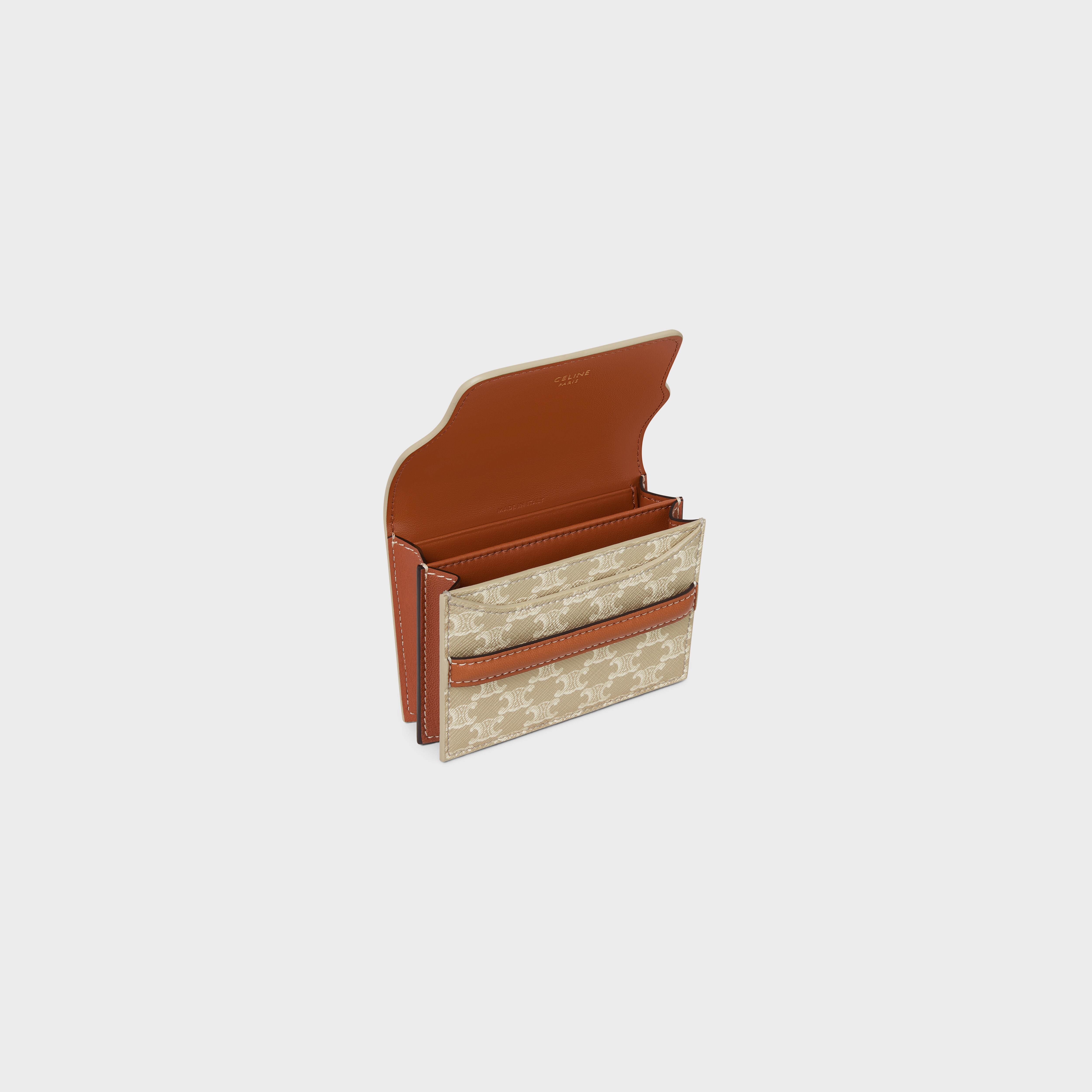 business card holder in triomphe canvas and lambskin