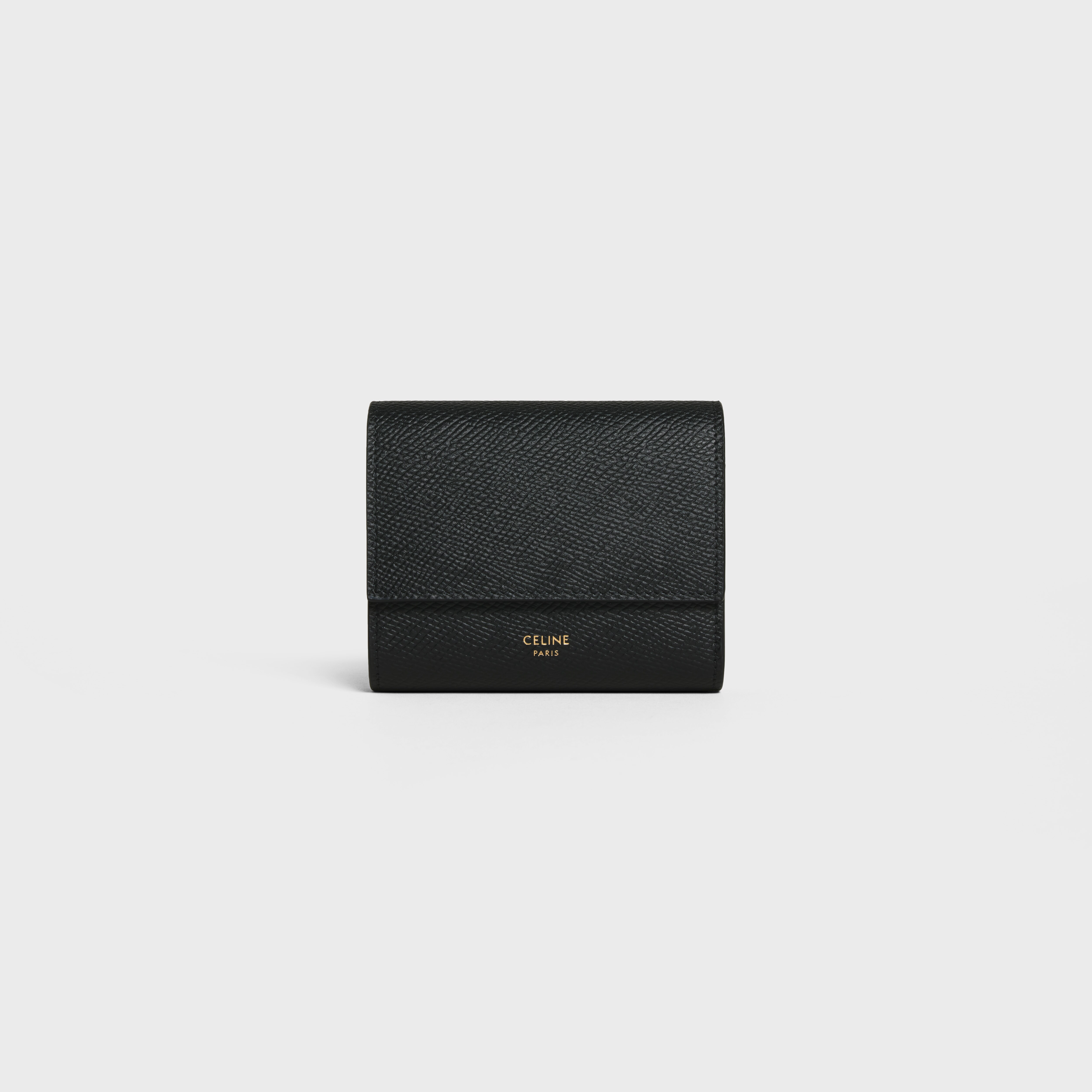 Celine black compact wallet leather