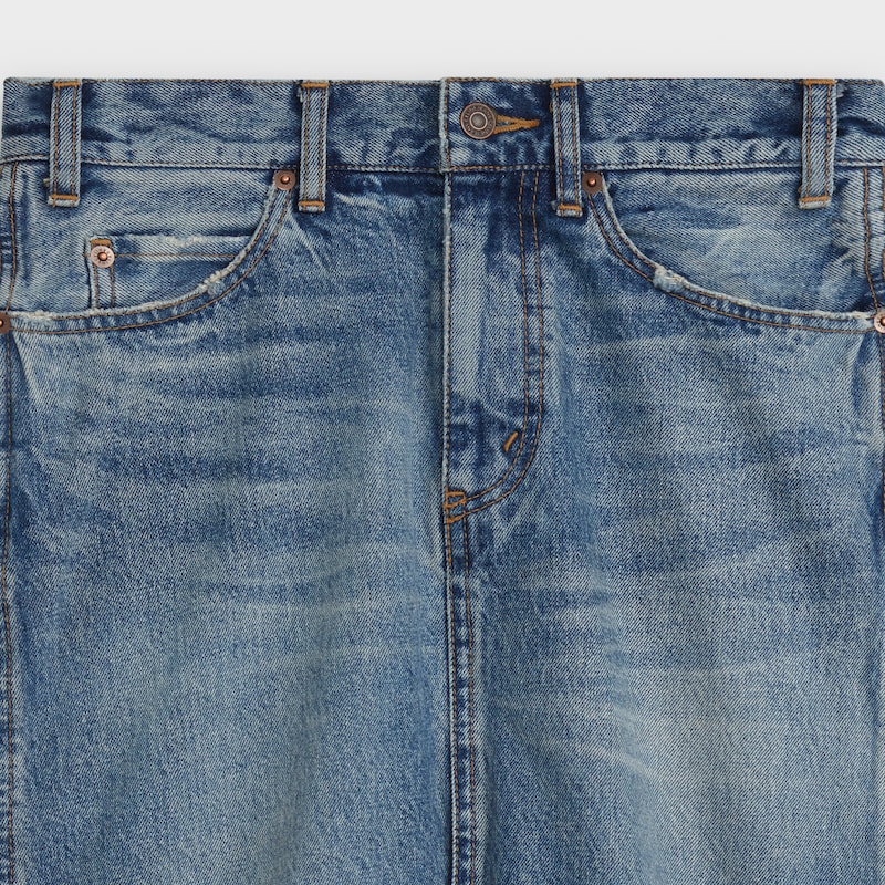 midi skirt in ring stone denim | CELINE