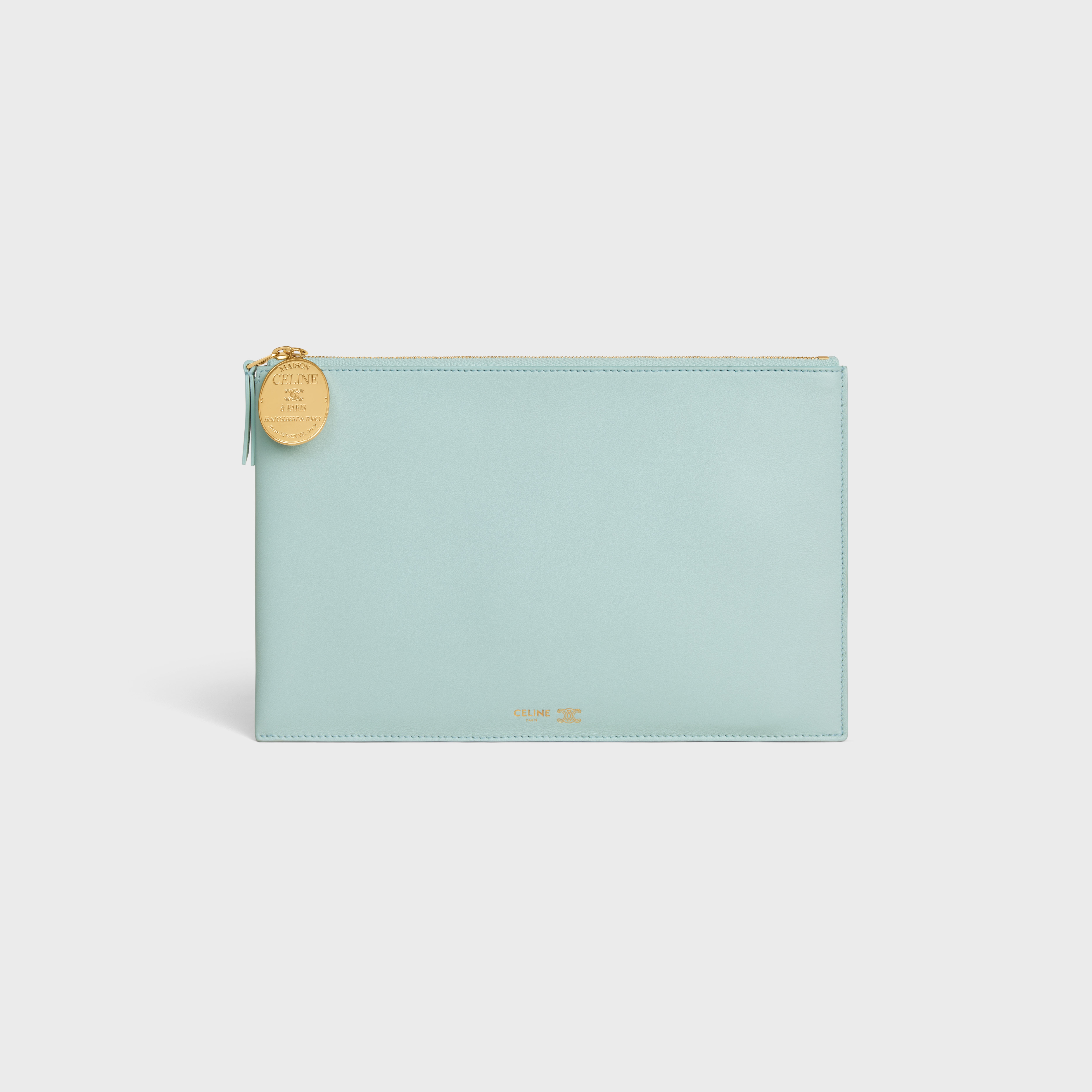 DUO POUCH IN LAMBSKIN - POWDER BLUE / DEEP IVORY | CELINE