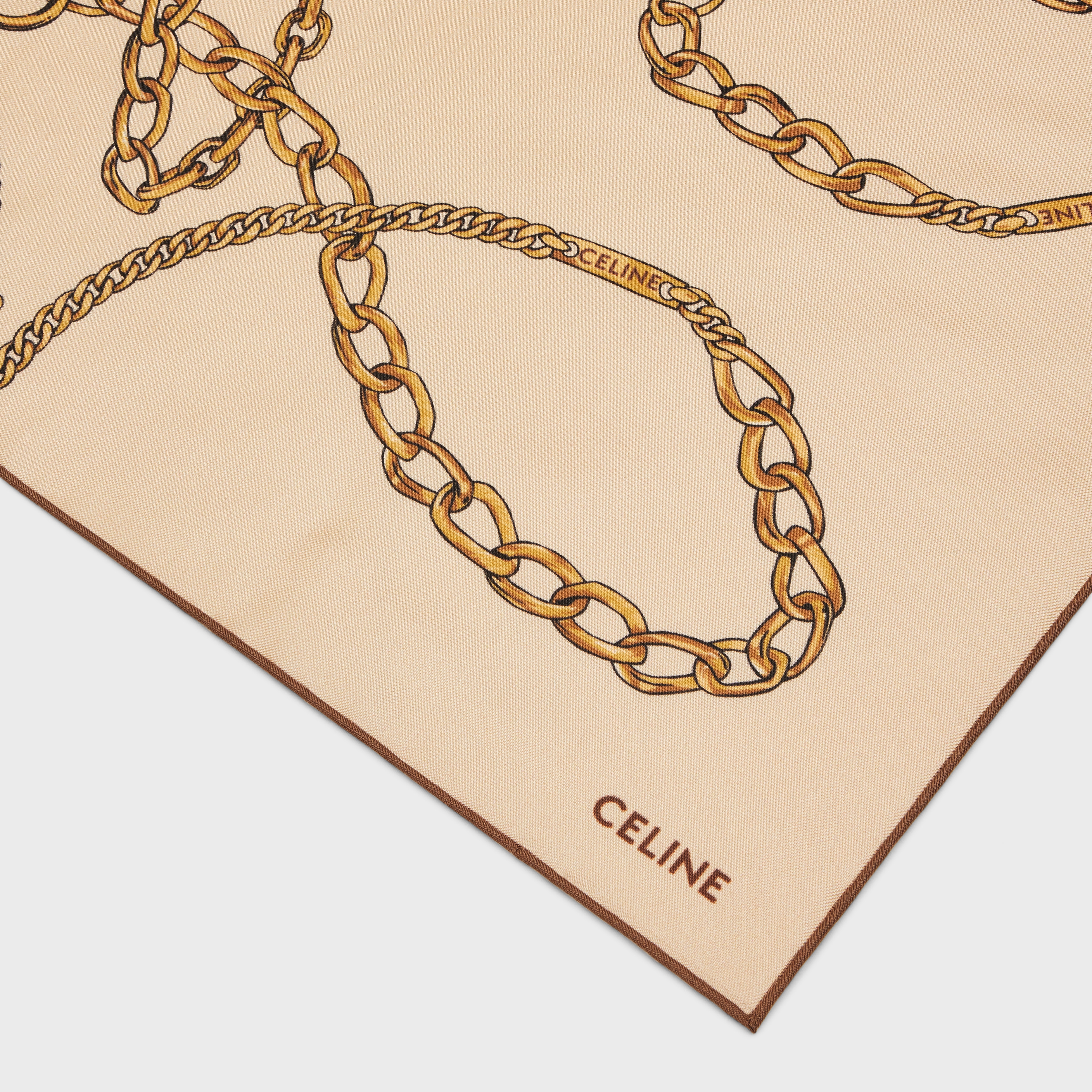 BANDANA IN CELINE CHAIN SILK TWILL - VANILLA | CELINE BANDANA IN CELINE CHAIN SILK TWILL - VANILLA | CELINE