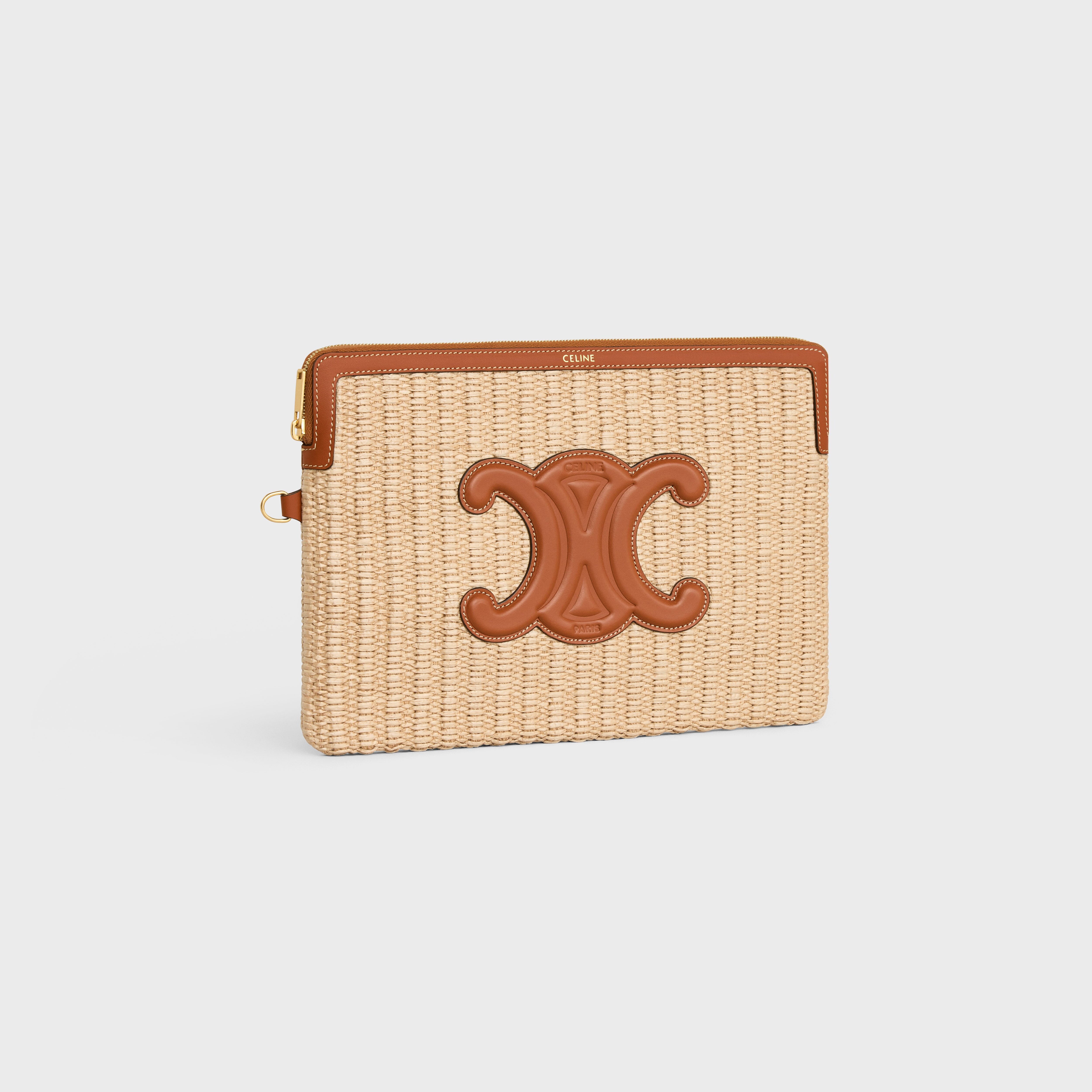 SMALL POUCH WITH STRAP CUIR TRIOMPHE IN RAFFIA EFFECT TEXTILE AND