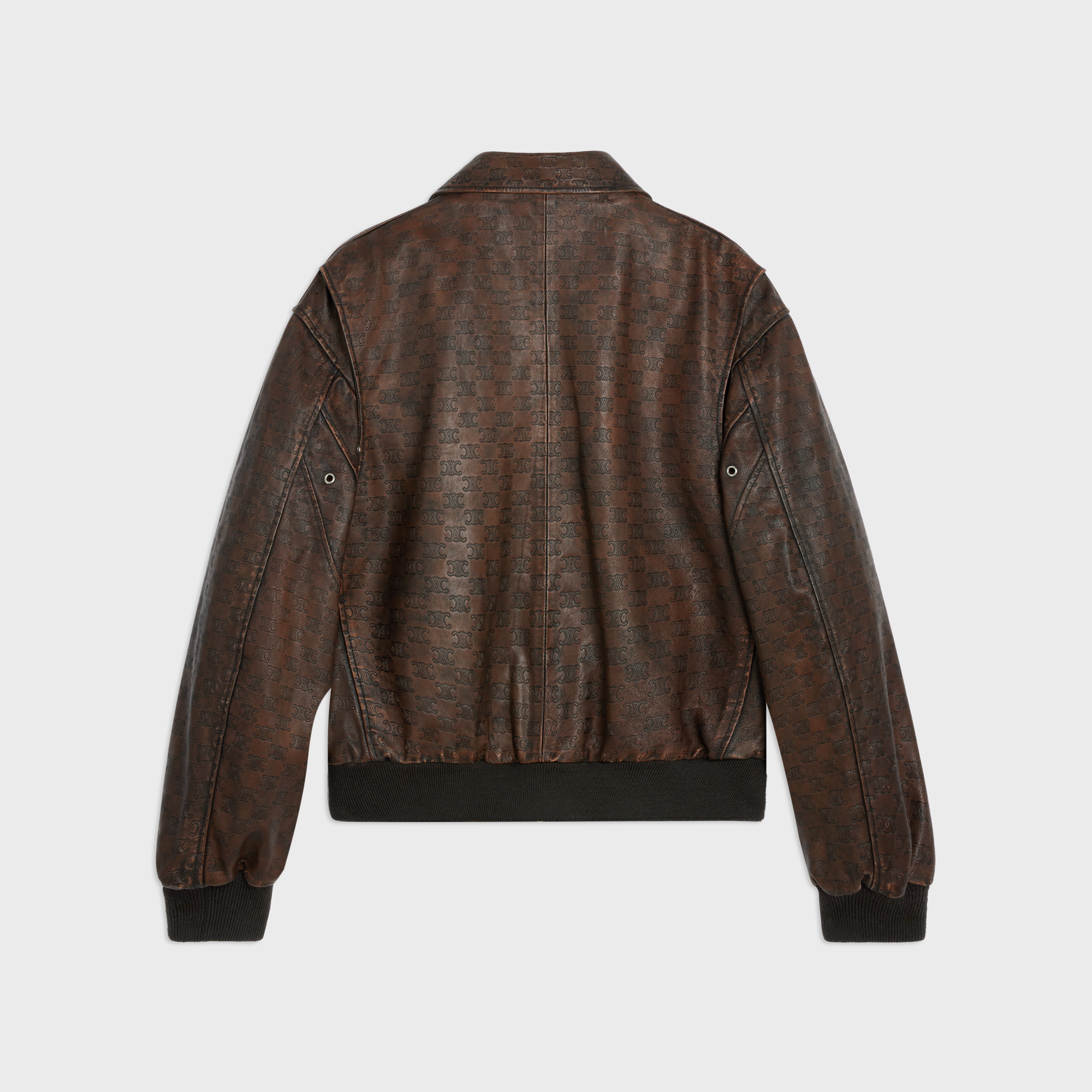 Celine - Aviator Blouson Jacket in Embossed Lambskin - Brown - Size : 48 - for Men