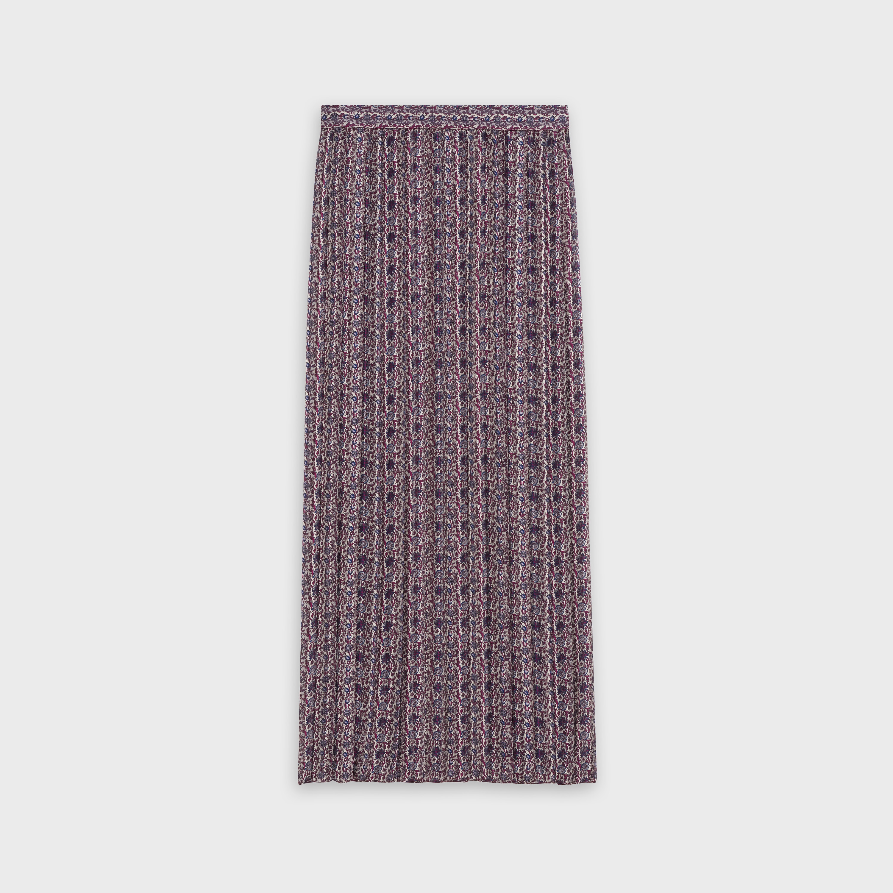 midi pleated skirt in printed silk - null | CELINE