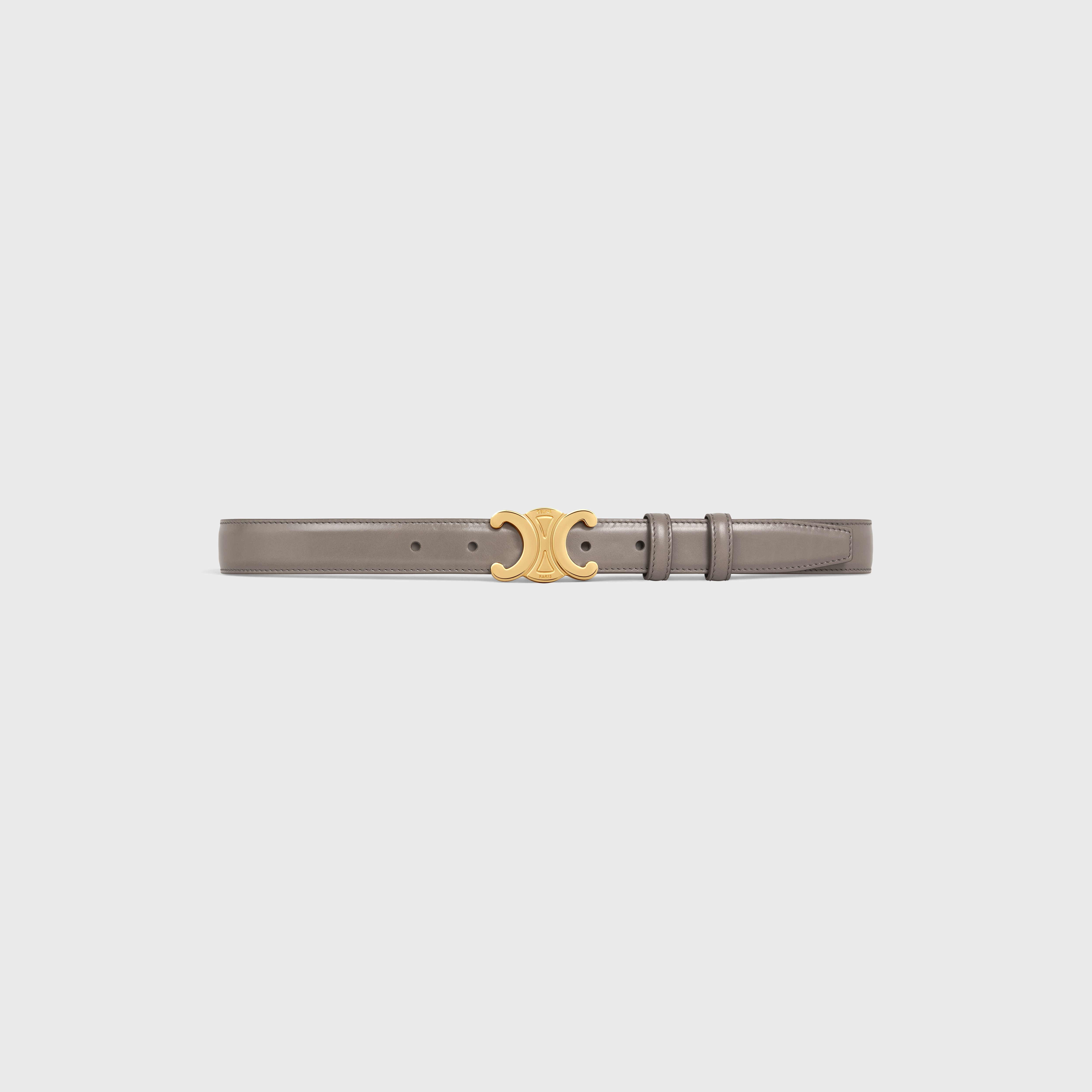 CL SMALL 18 MM TRIOMPHE BELT IN TAURILLON WHITE LEATHER GOLD HARDWARE