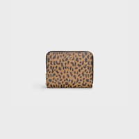 Cartera compacta de Piel de becerro con textura granulada y estampado de leopardo - Marrón / Negro - 390 RUE SAINT-HONORE - 1 | CELINE