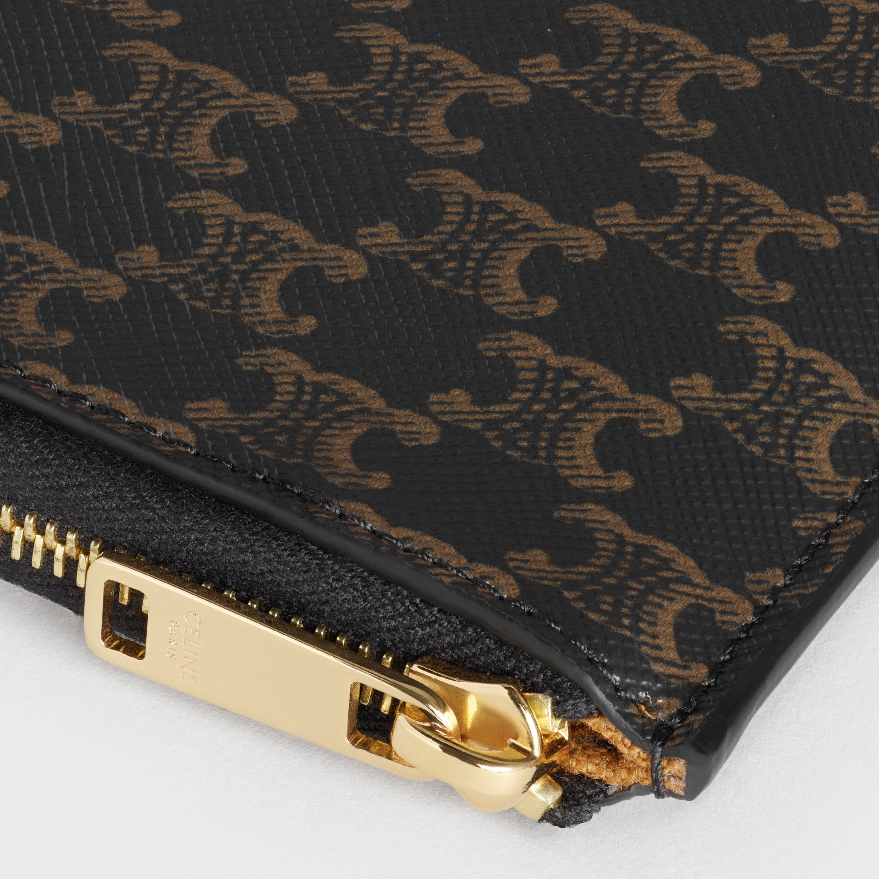 Zipped Purse With Removable Card Holder In Triomphe Canvas And Lambskin - Tan - 10d882ccp04lu Celine