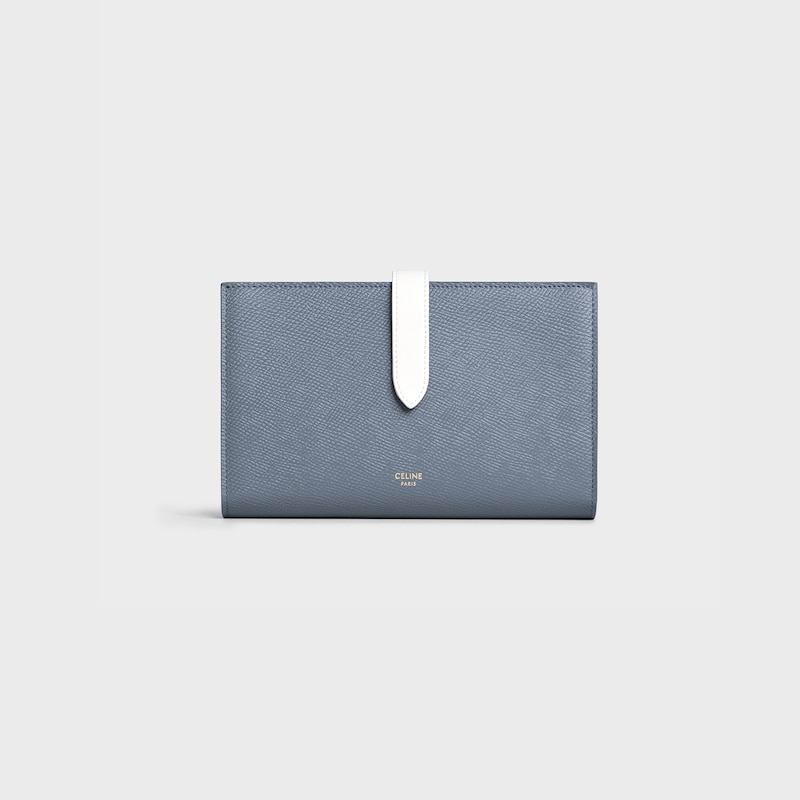 Bicolour Large strap wallet in grained calfskin | CELINE