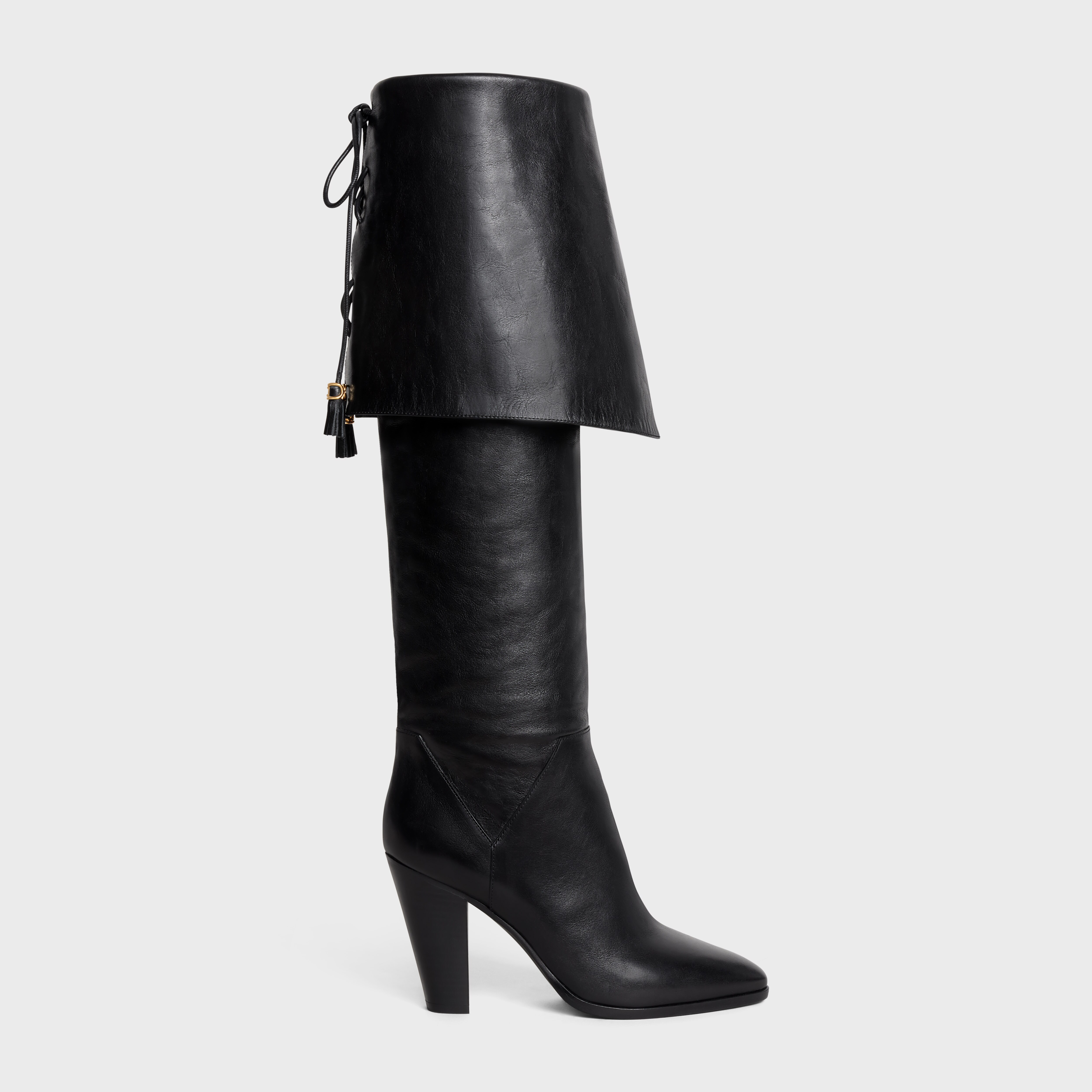 LA MOUSQUETAIRE HIGH BOOT CELINE WILTERN IN CALFSKIN - BLACK | CELINE