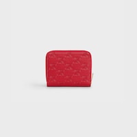 Cartera compacta de piel de becerro lisa repujada con cremallera - Rojo - 390 RUE SAINT-HONORE - 2 | CELINE