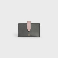 Tarjetero estilo acordeón de piel de becerro con textura granulada bicolor - Gris / rosa vintage - 390 RUE SAINT-HONORE - 1 | CELINE