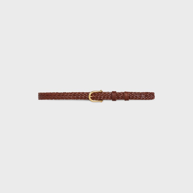 Tubular Braided Belt with rounded buckle in Calfskin | CELINE