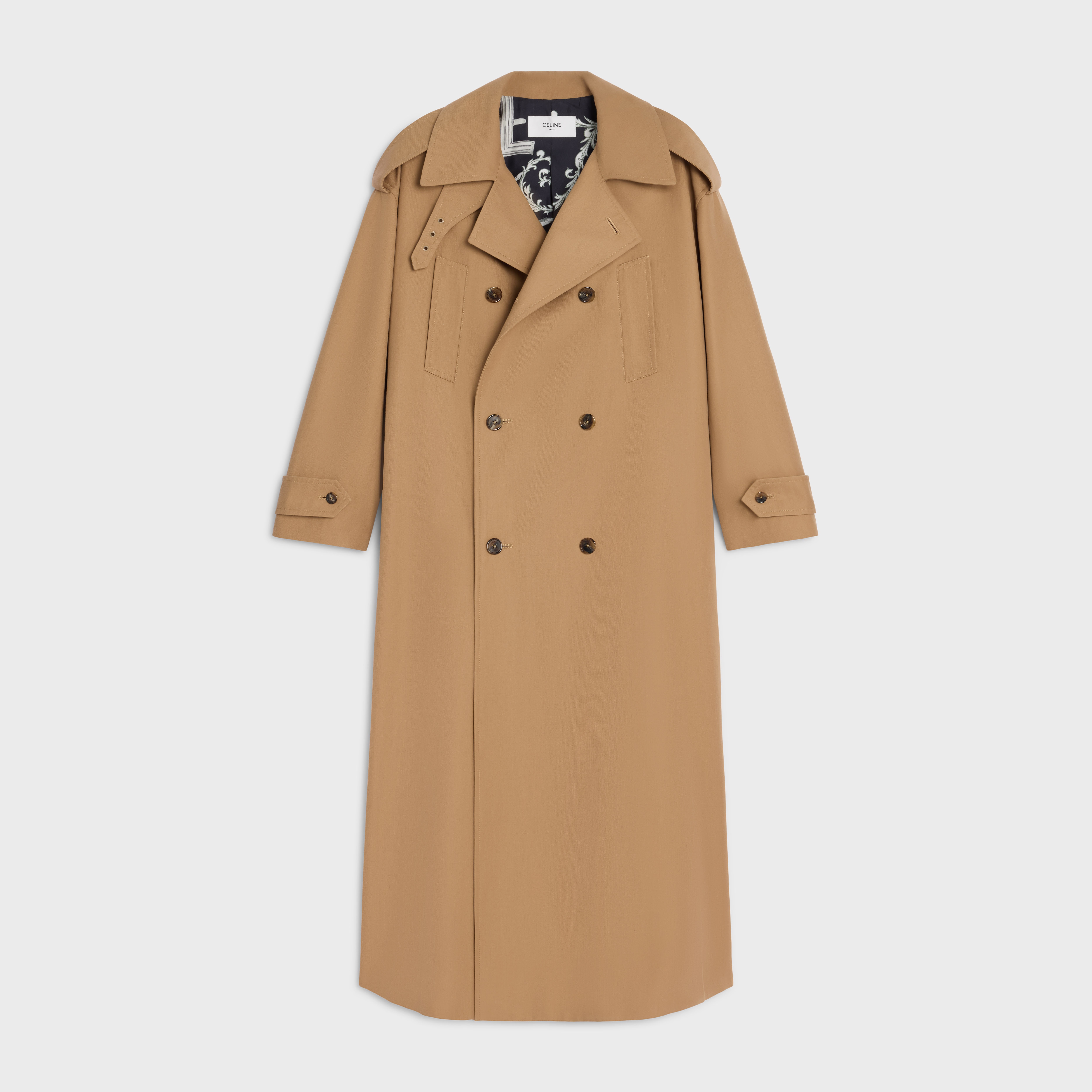 trench coat IN COTTON AND WOOL GABARDINE - CAMEL | CELINE