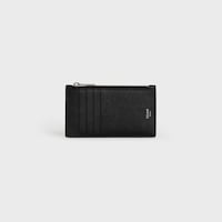 Tarjetero compacto de piel de becerro con textura granulada y cremallera, con estampado «WANDERER» de André Butzer - Negro - 390 RUE SAINT-HONORE - 2 | CELINE