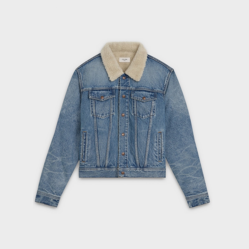 celine trucker jacket in vintage stone denim - null | CELINE