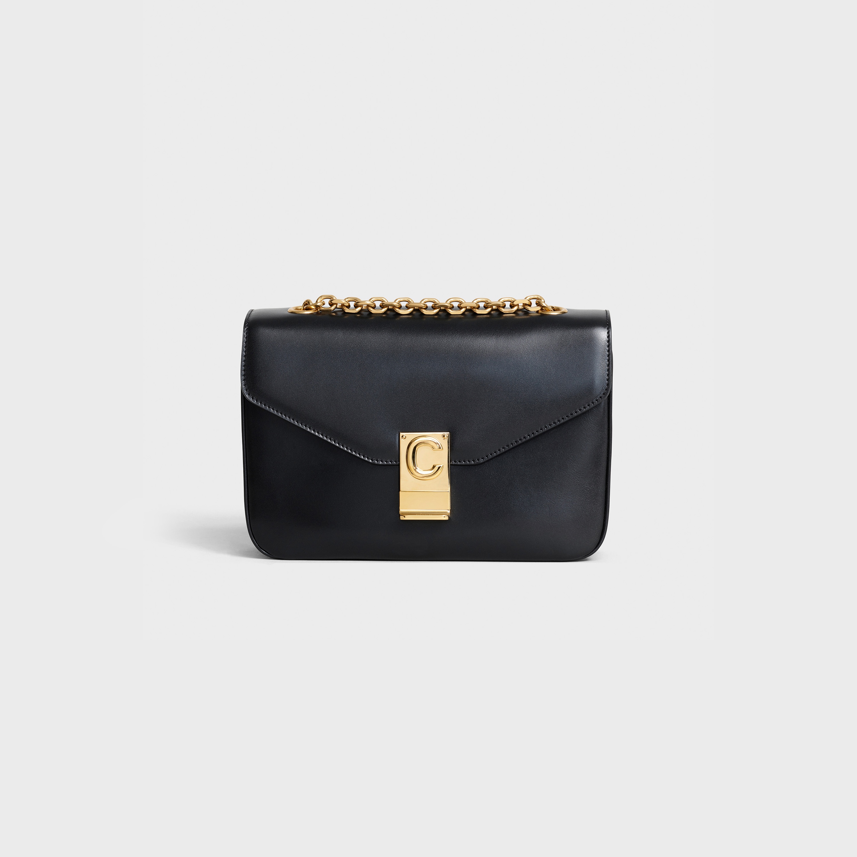Medium C Bag in shiny calfskin Black Official website CELINE