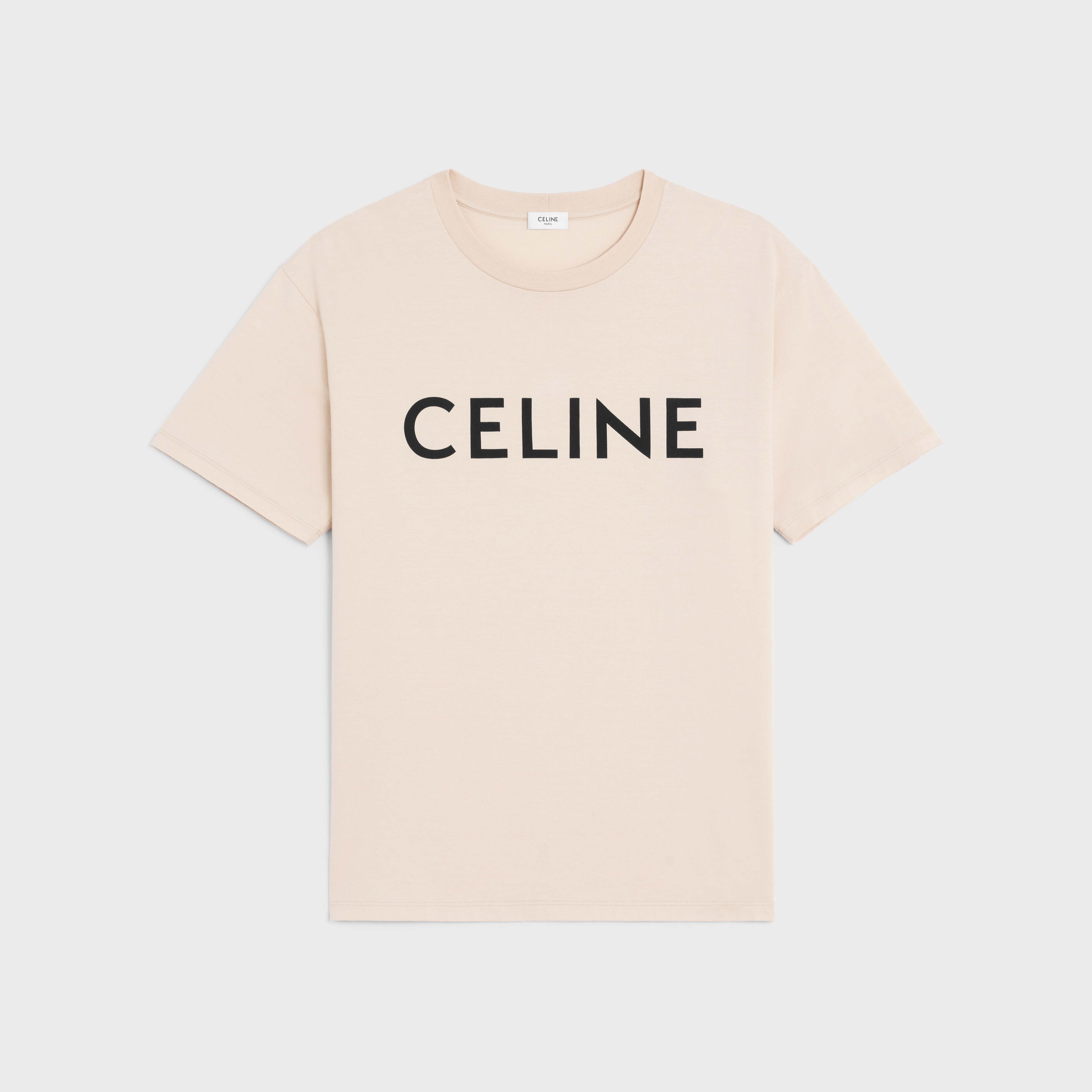 Celine loose T-shirt in cotton jersey - Champagne/Noir | CELINE