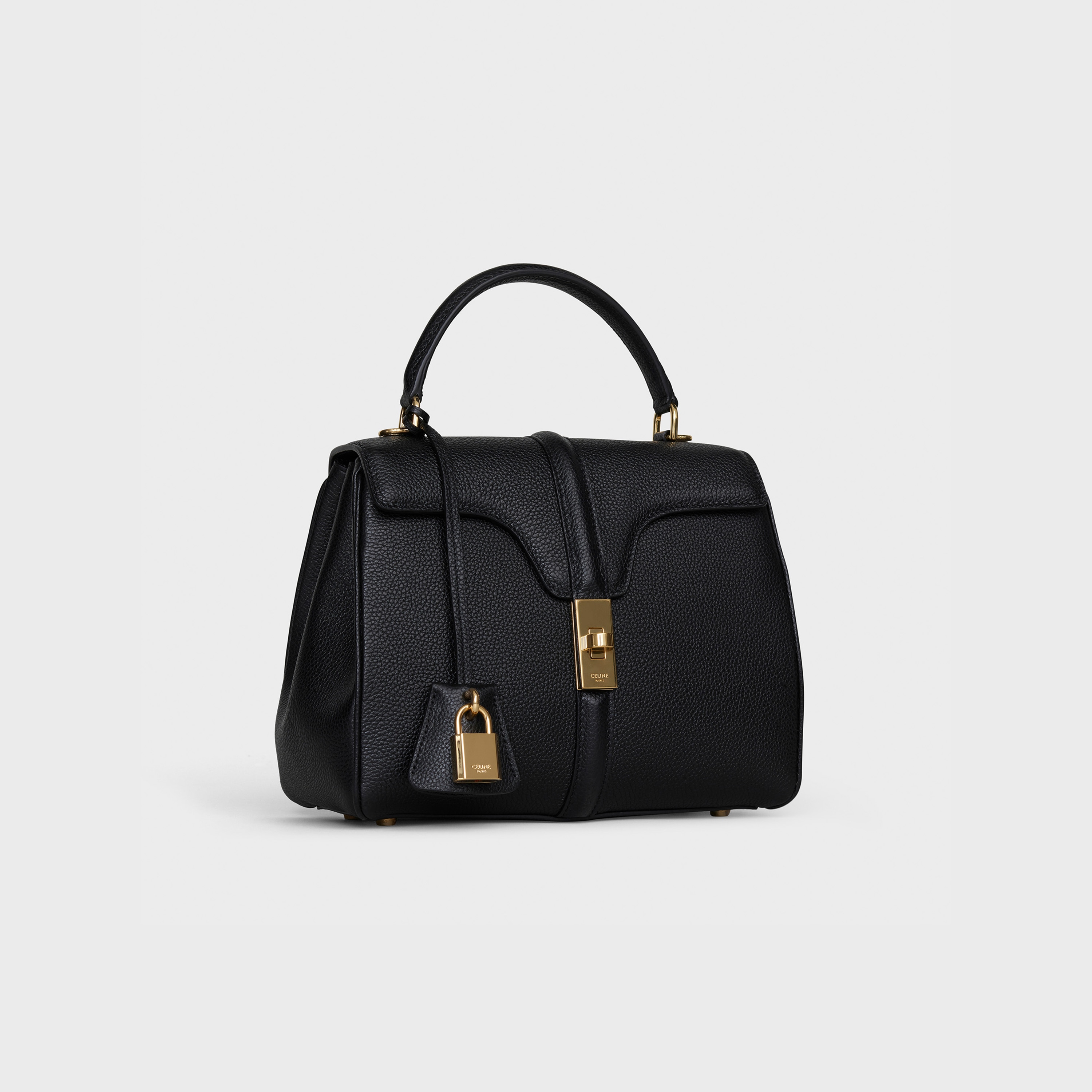 Small 16 Bag in grained calfskin Black Official website CELINE