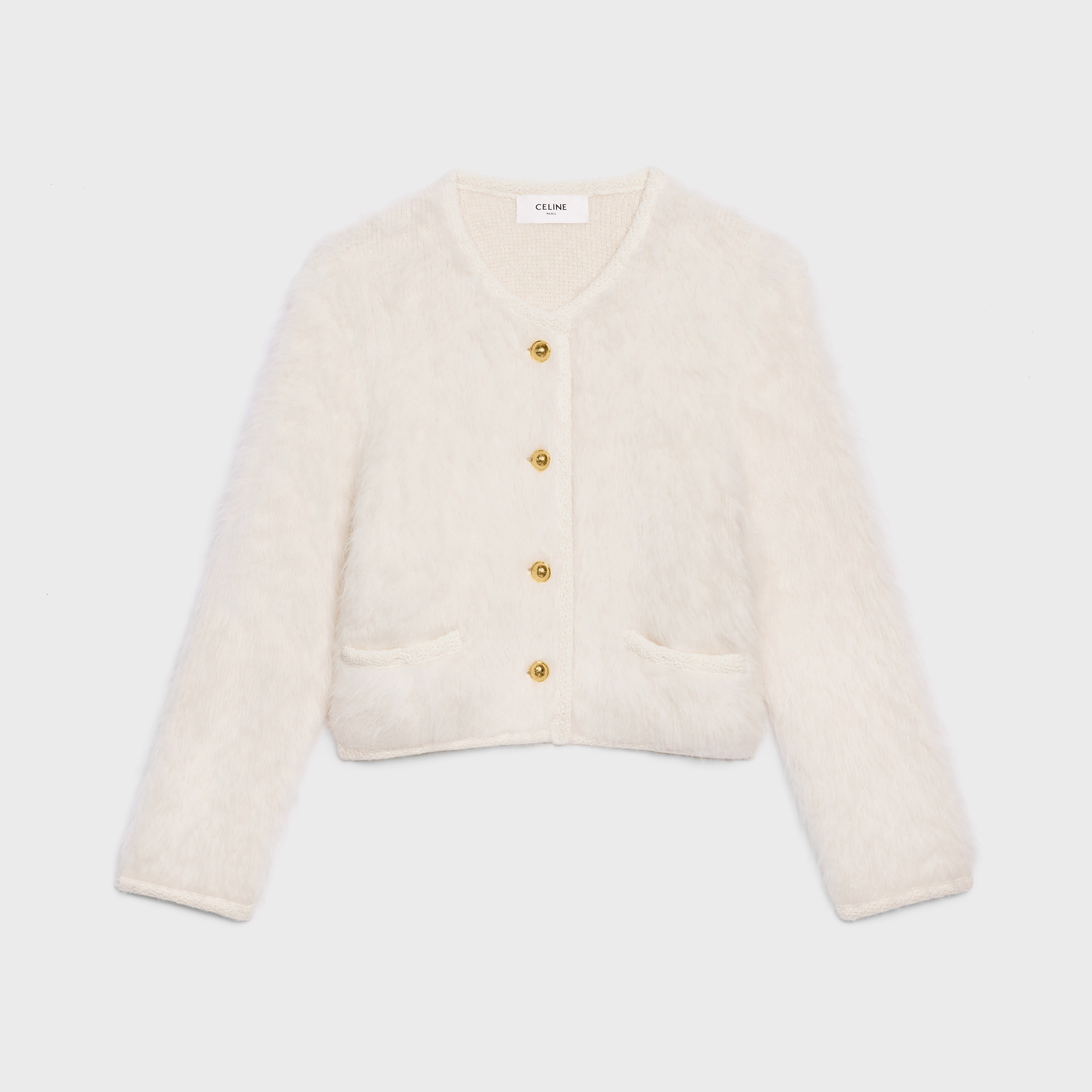 CARDIGAN JACKET IN SHAGGY ALPAGA WOOL 