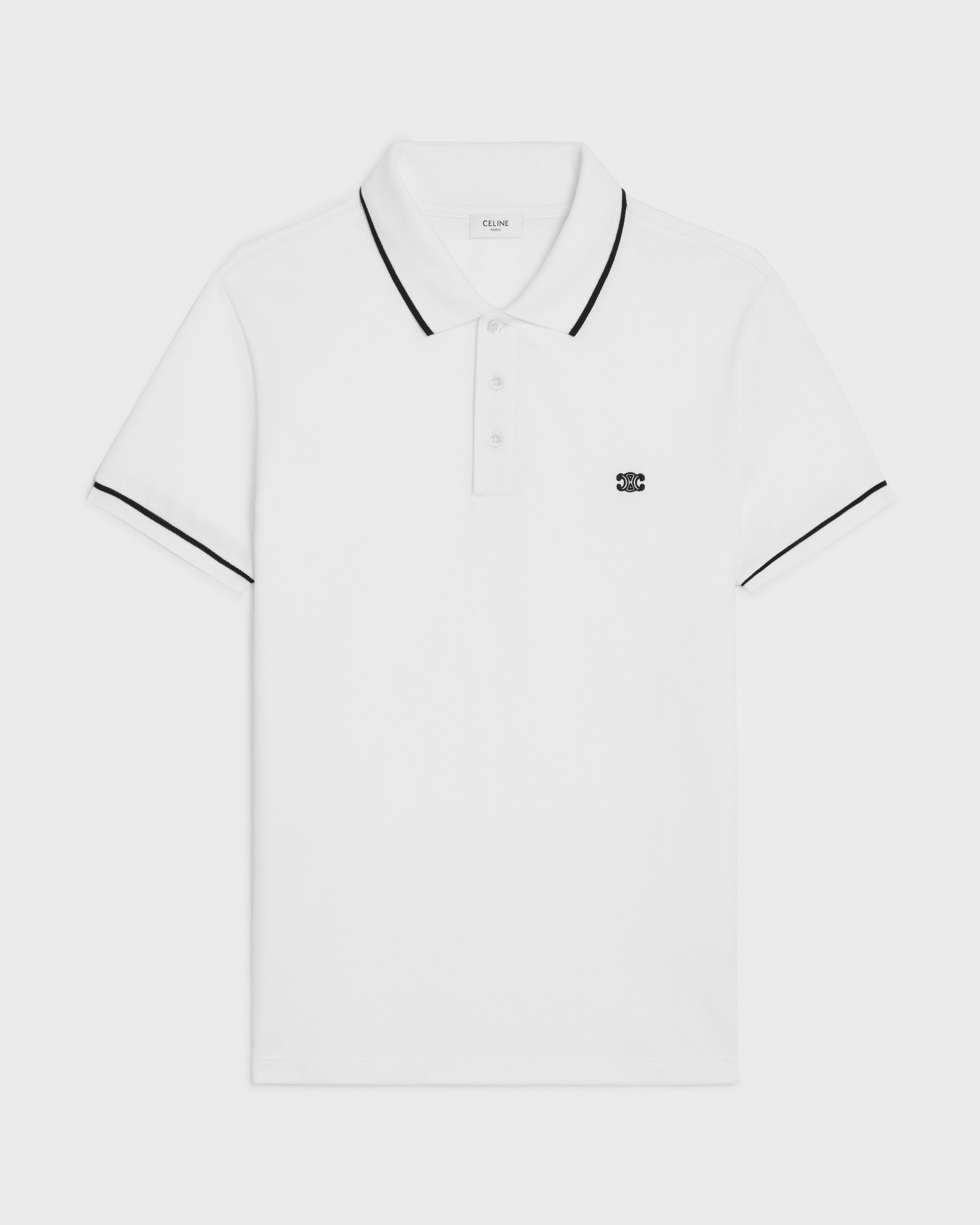 classic polo shirt in cotton piqué - OFF WHITE / BLACK | CELINE