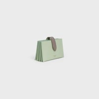 Tarjetero estilo acordeón de piel de becerro con textura granulada bicolor - Verde agua / Guijarro - 390 RUE SAINT-HONORE - 2 | CELINE