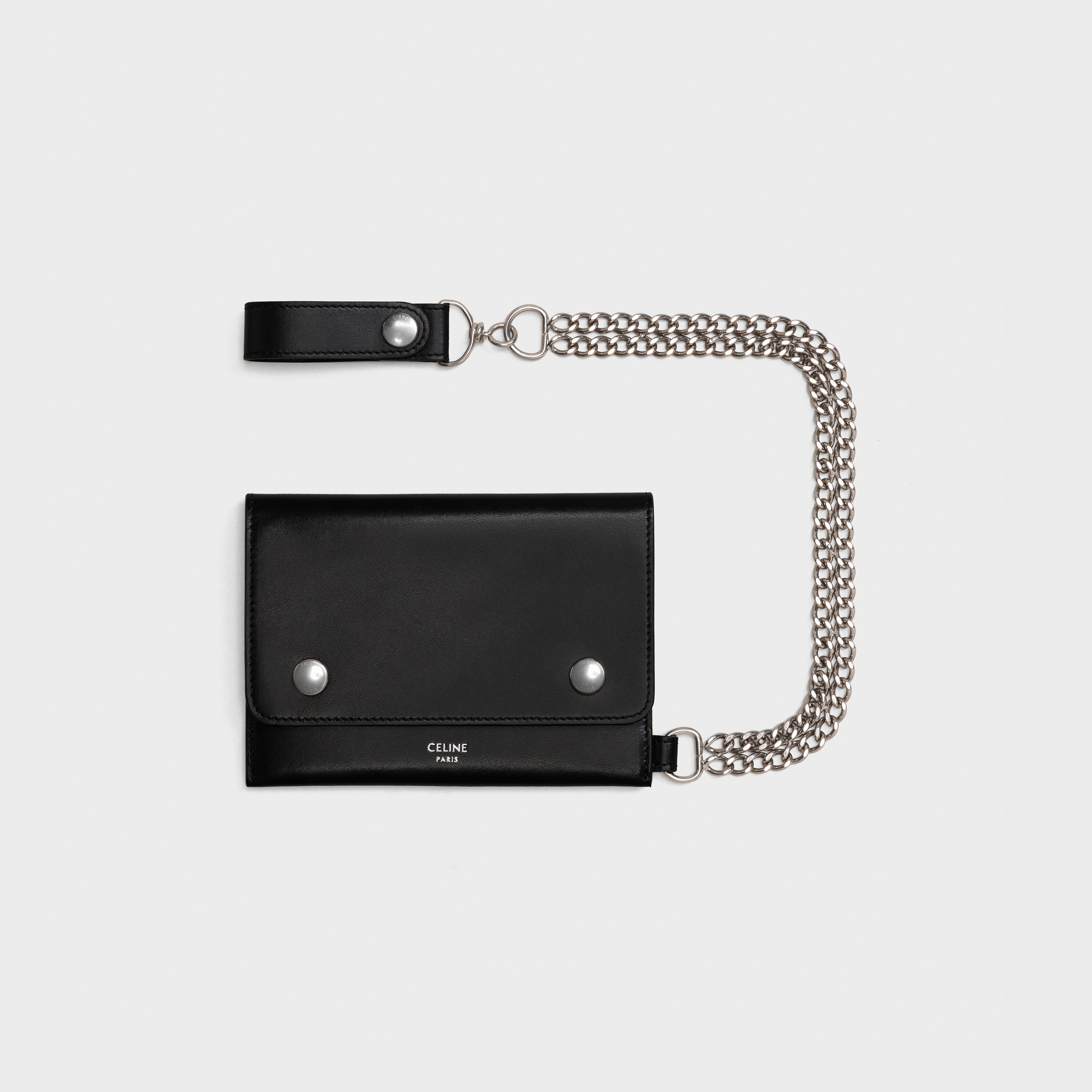 Biker wallet with chain in smooth calfskin