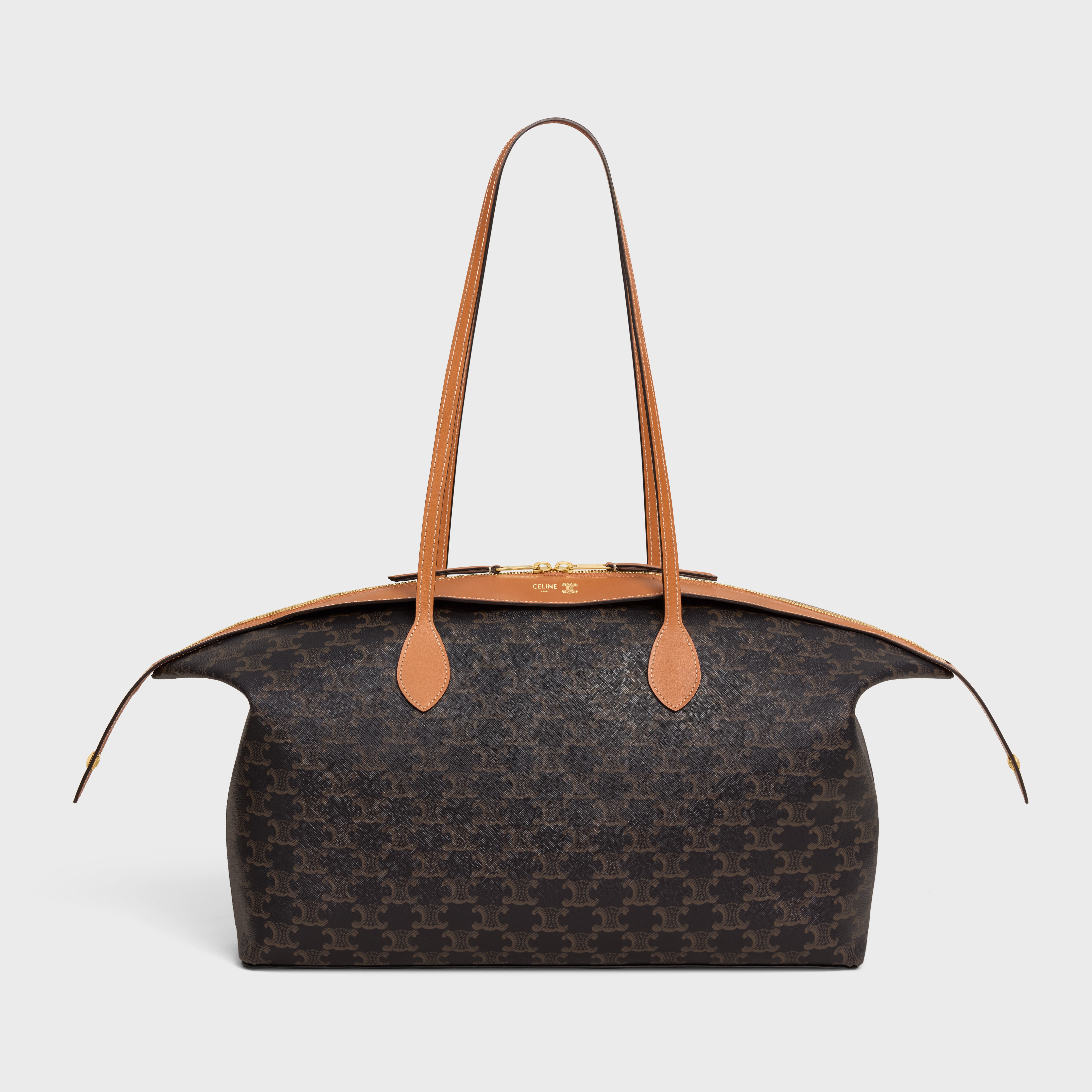 large duffle bag IN TRIOMPHE CANVAS AND NATURAL CALFSKIN - MIEL