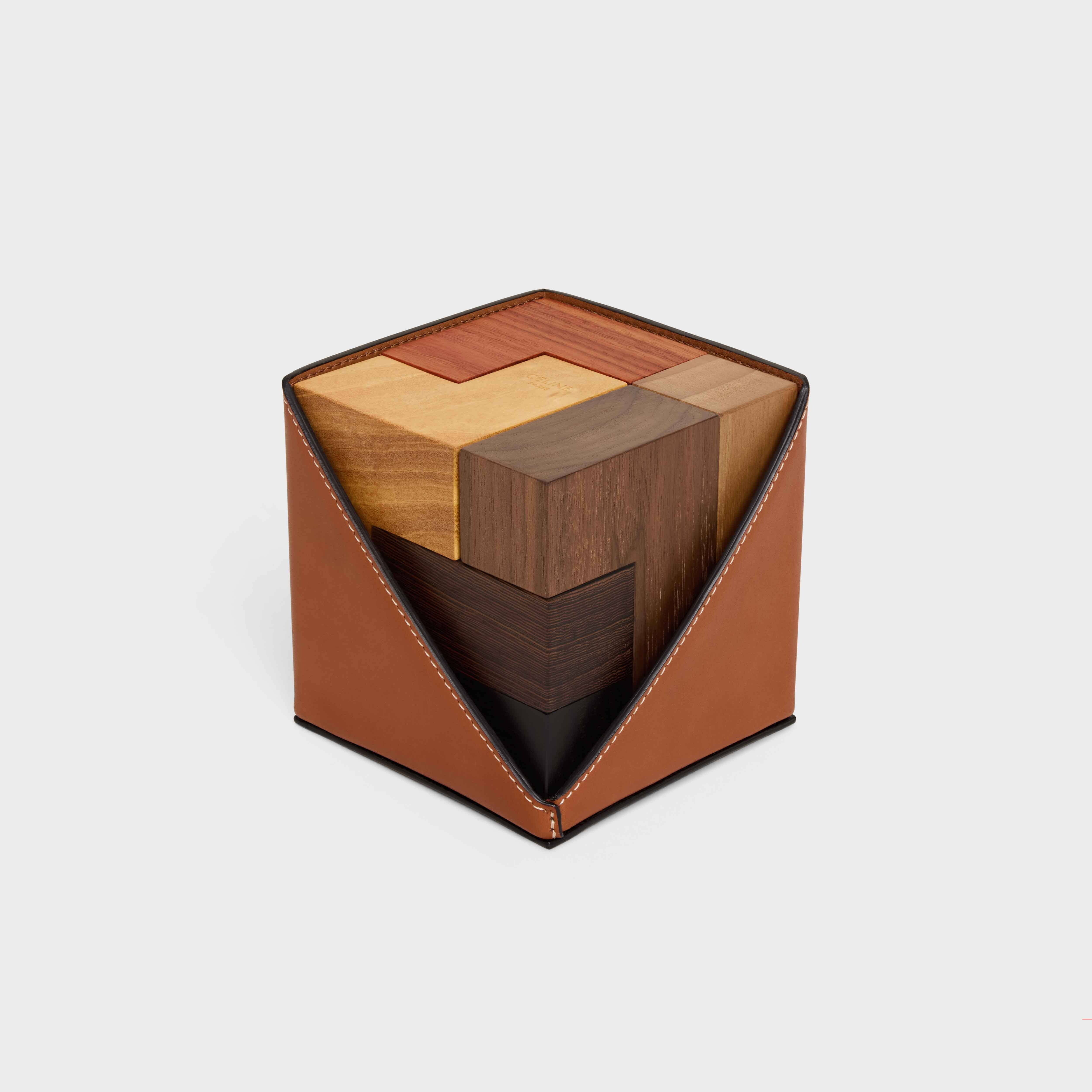 Puzzle Cube In Wood And Natural Calfskin Case TAN CELINE