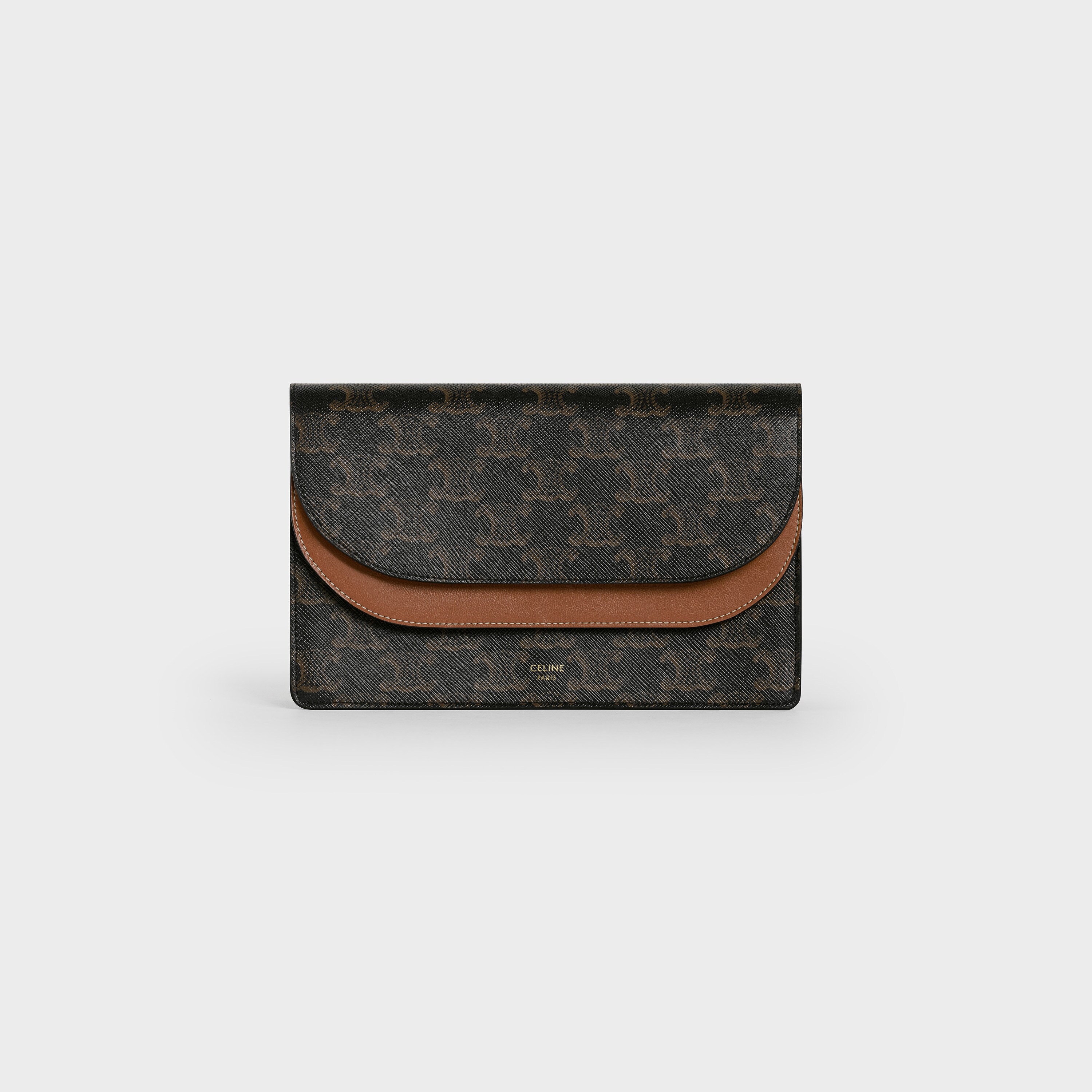 Shop CELINE Triomphe Canvas WALLET ON CHAIN TRIOMPHE CANVAS IN