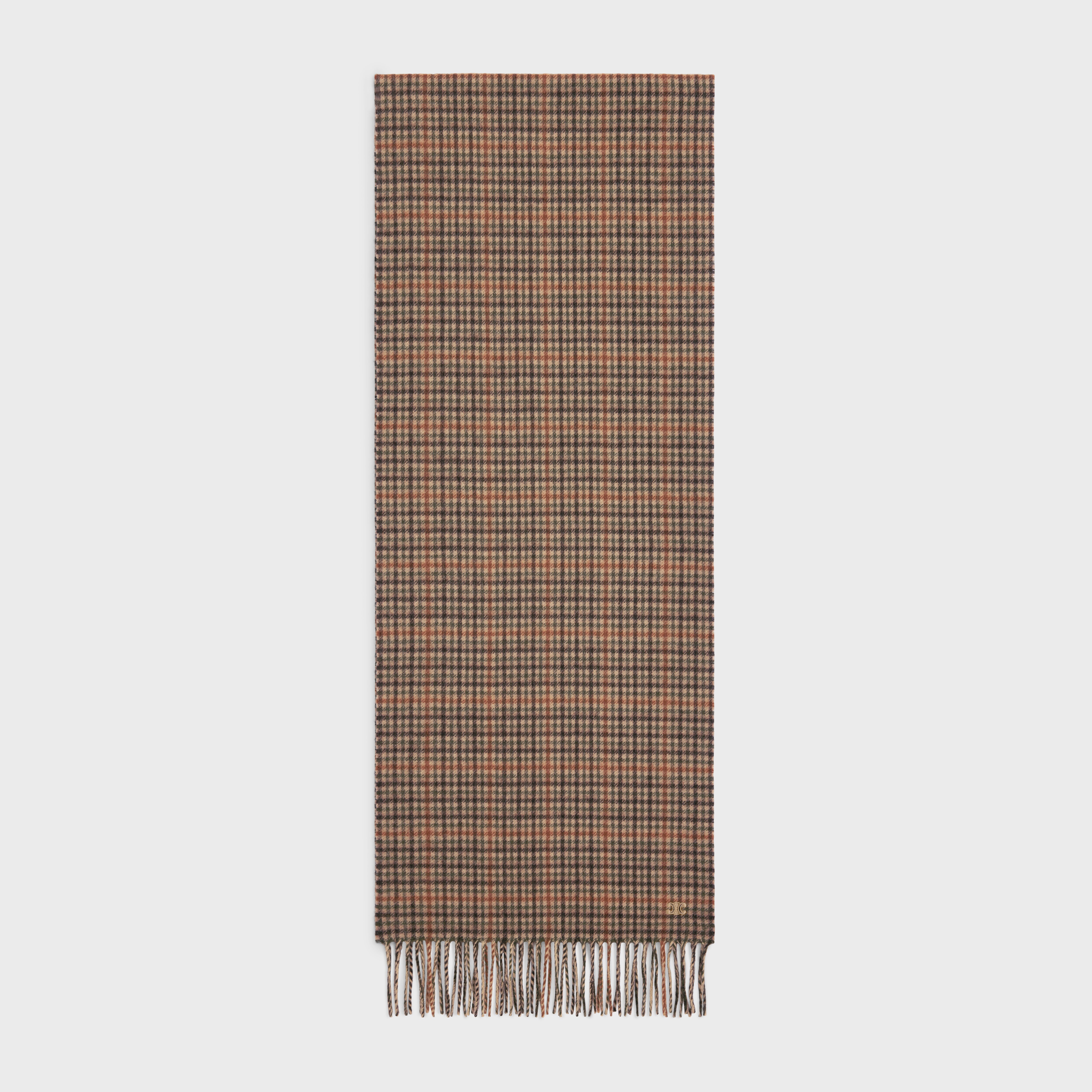 Écharpe En Cachemire 100% - Couleur Miel, Bordures Dorées - 170x30 Cm, 90g - Légère Et Chaude