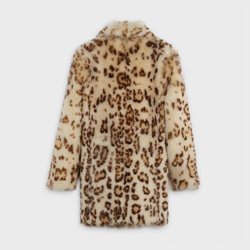 Chaquet&oacute;n largo de piel de cordero con estampado animal | CELINE