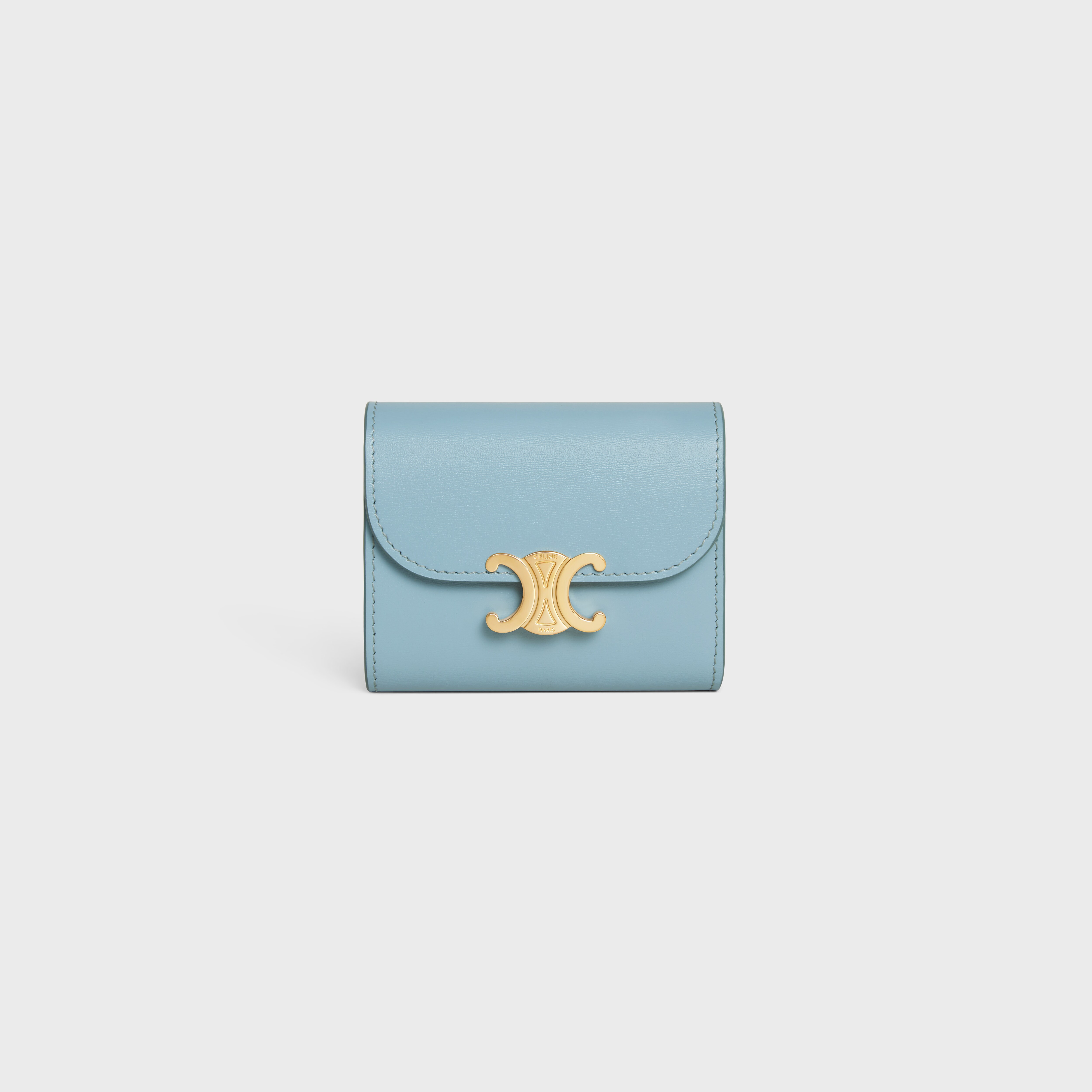 Celine, Bags, Celine Small Wallet Triomphe In Shiny Calfskin Ice Blue  Color