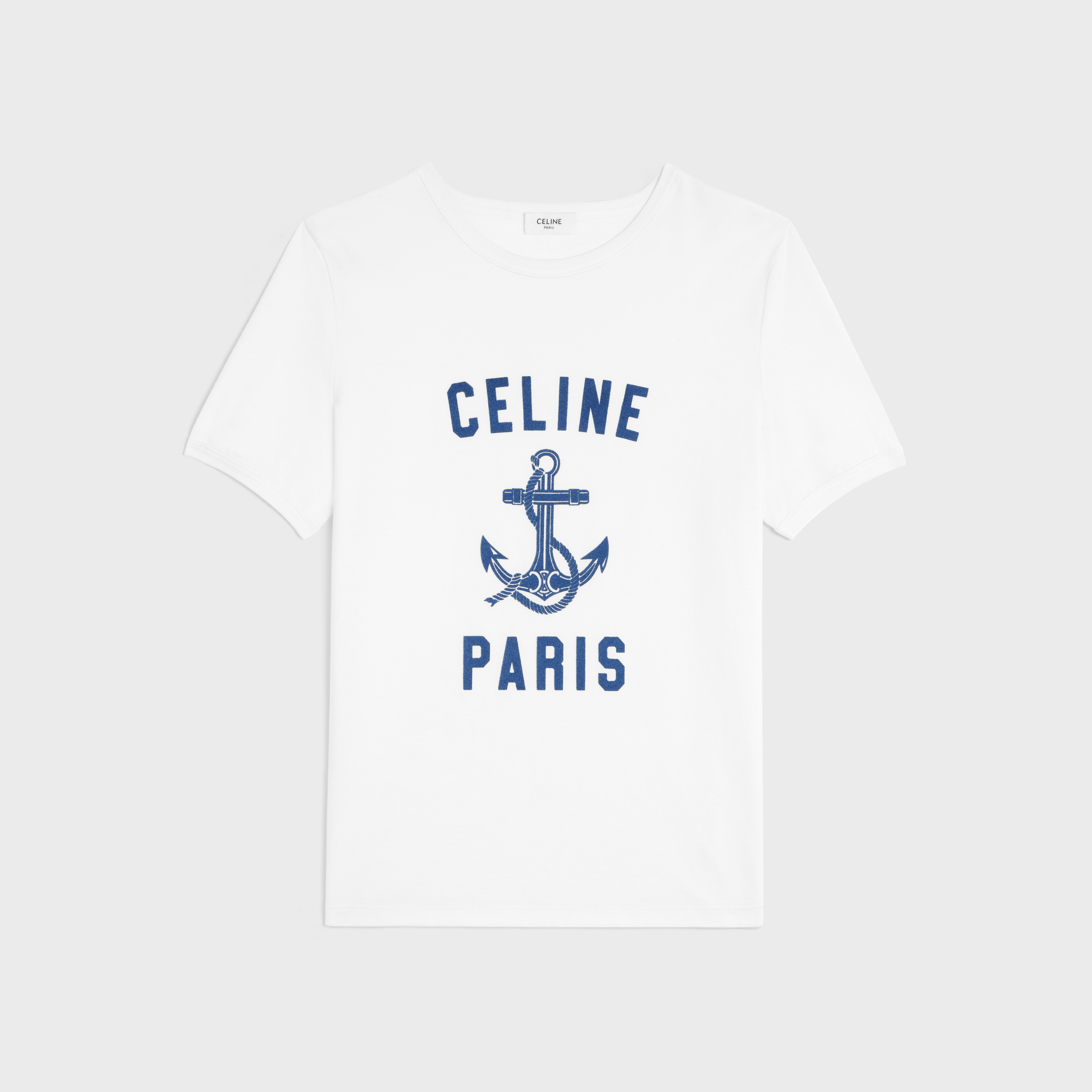 Celine Graphic Print Crew Neck T-Shirt - Blue T-Shirts, Clothing -  CEL260161