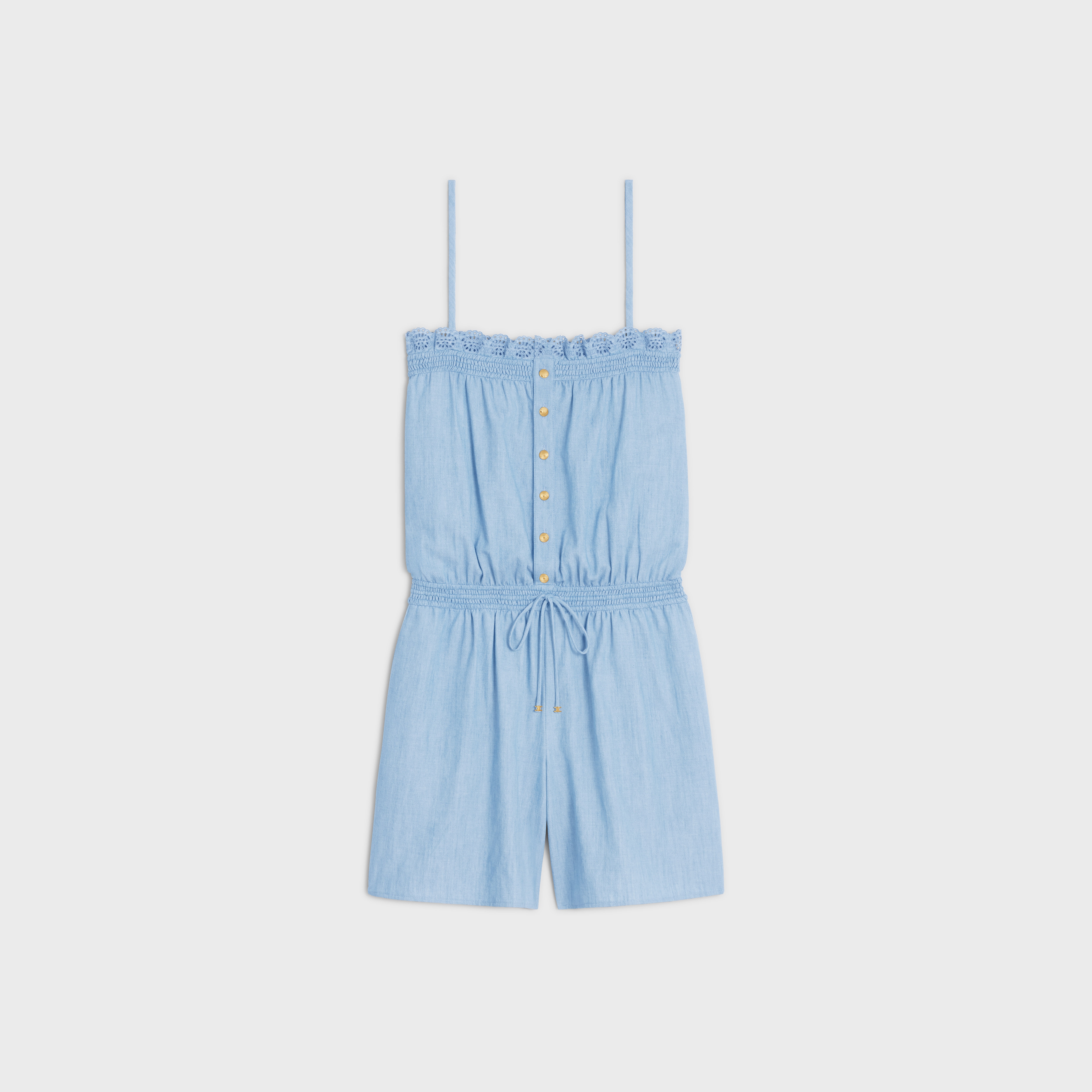 Women's Lightweight Smocked Ruffle Hem Playsuit for Summer Casual Wear