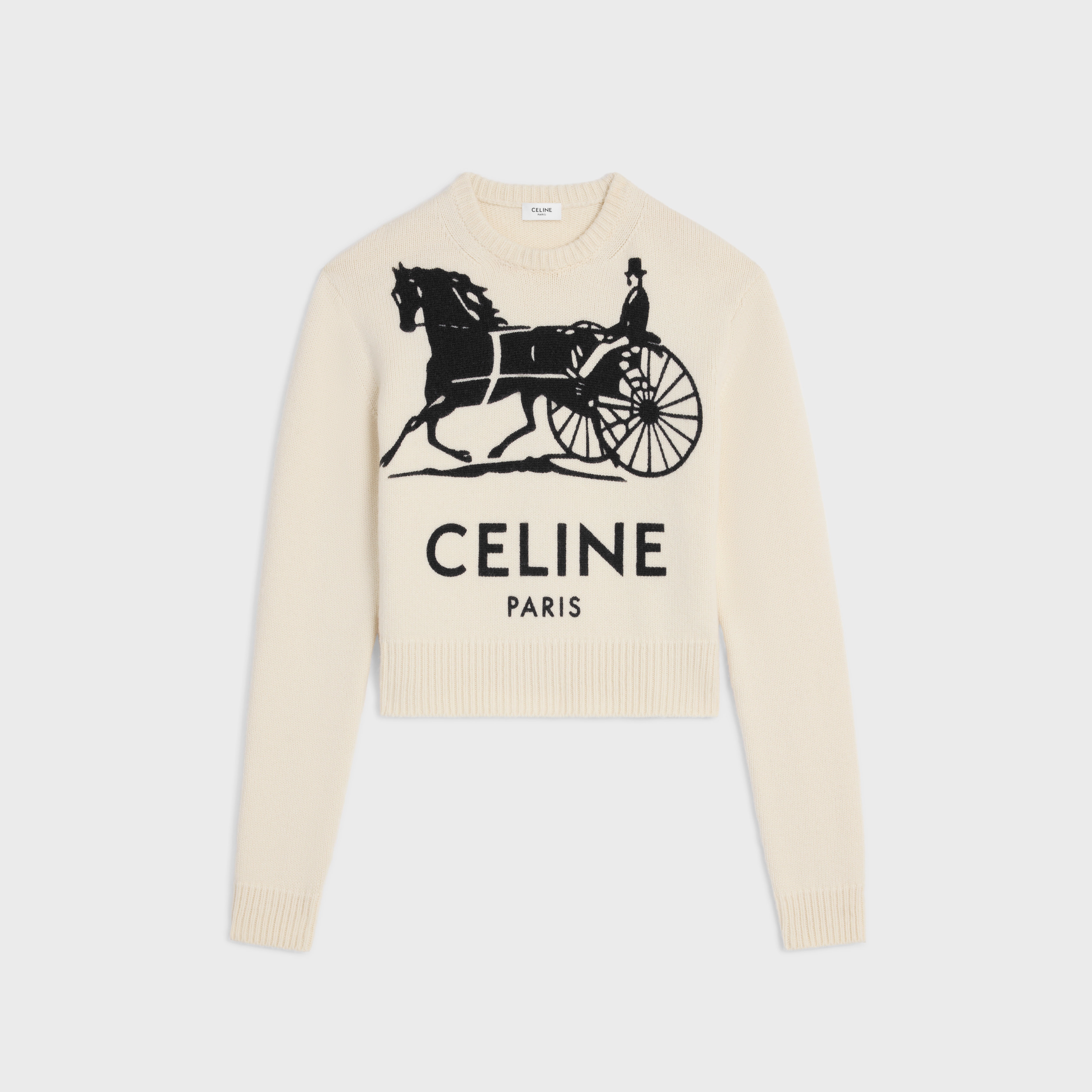 クルーネックセーター / カシミア - ホワイト / ブラック1 | CELINE