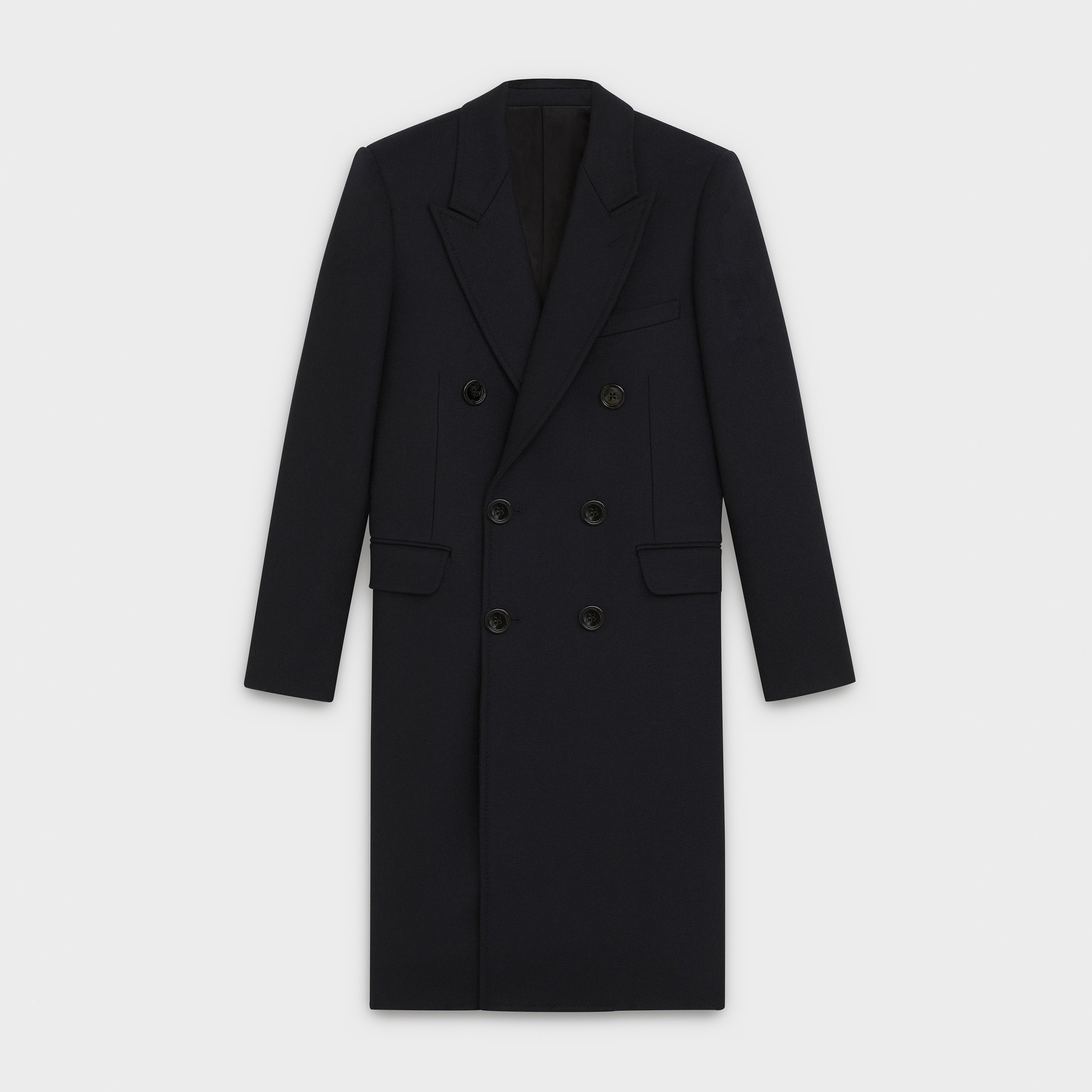 double-breasted chesterfield coat in wool - null | CELINE