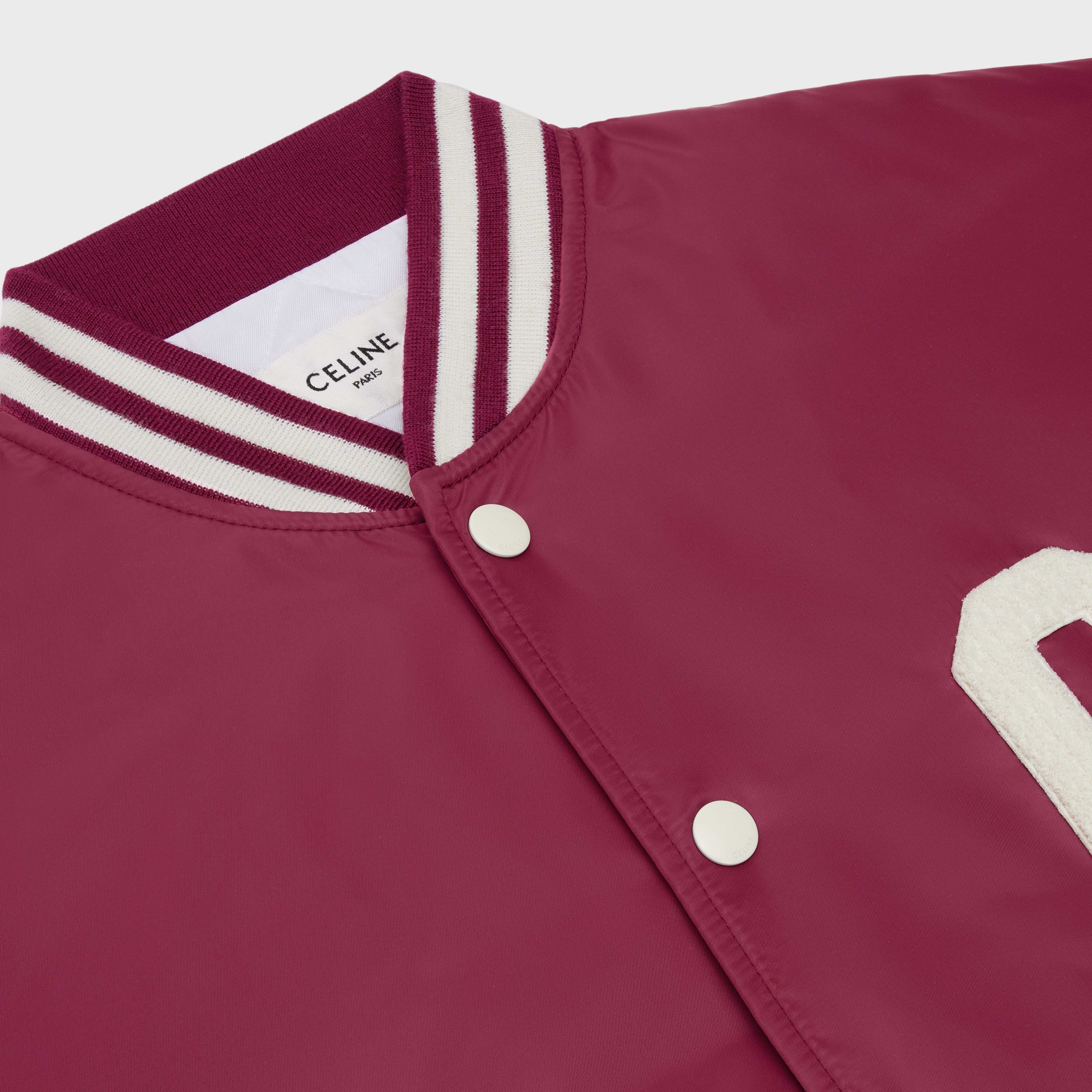 celine red varsity jacket